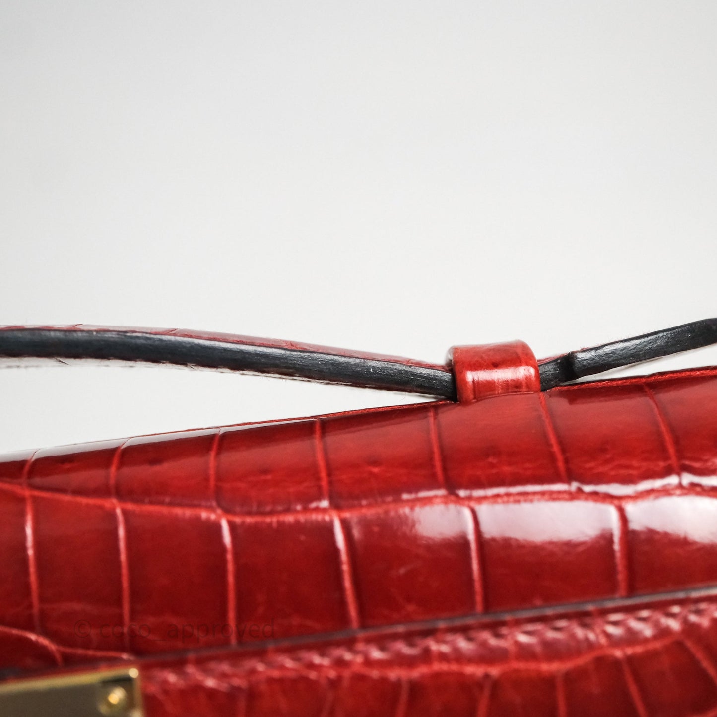 Hermes Kelly Cut Rouge H Shiny Niloticus Crocodile Gold Hardware