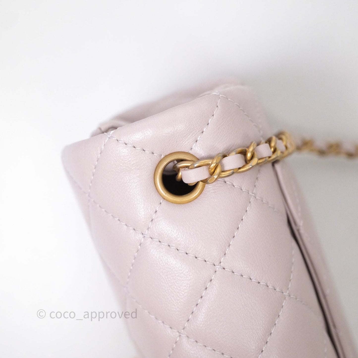 Chanel Mini Rectangular Pearl Crush Lilac Lambskin Aged Gold Hardware