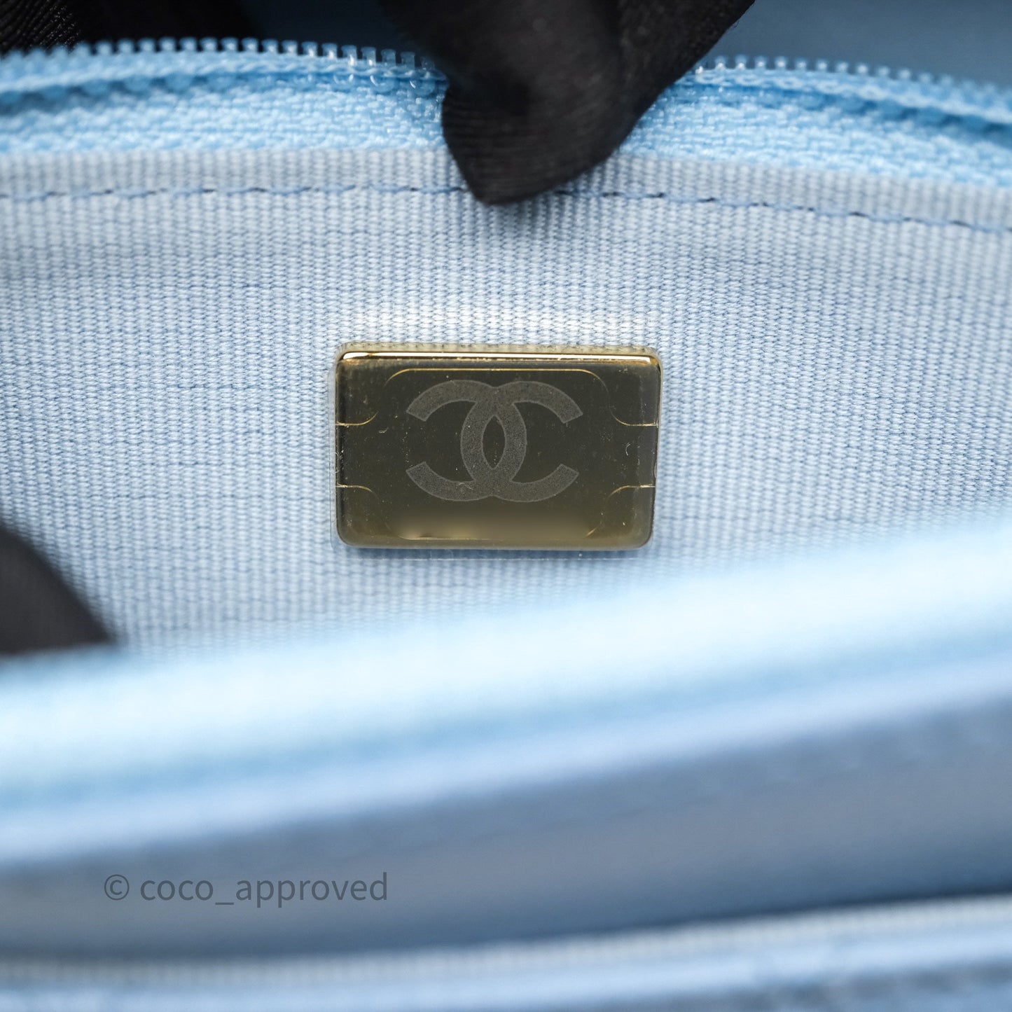Chanel Top Handle Pick Me Up Wallet On Chain WOC Blue Caviar Gold Hardware