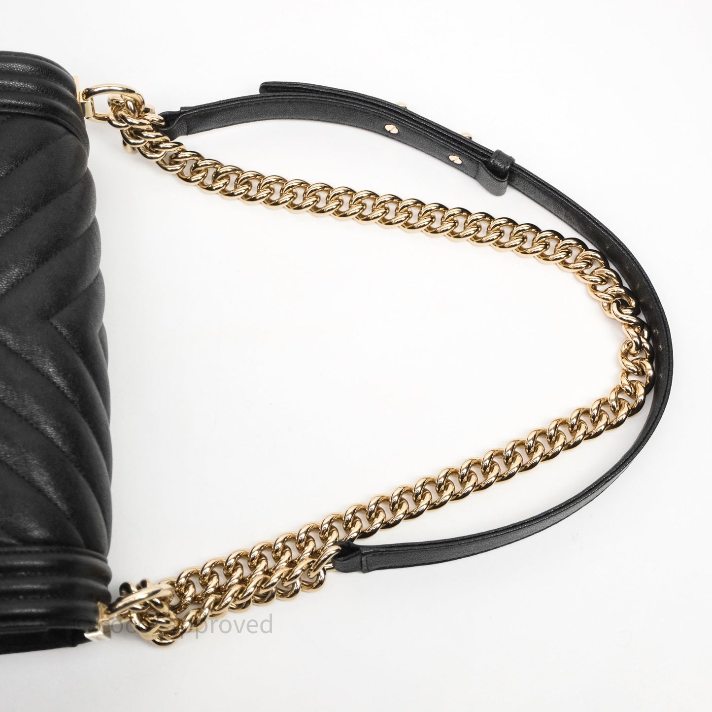 Chanel Medium Boy Chevron Black Caviar Light Gold Hardware