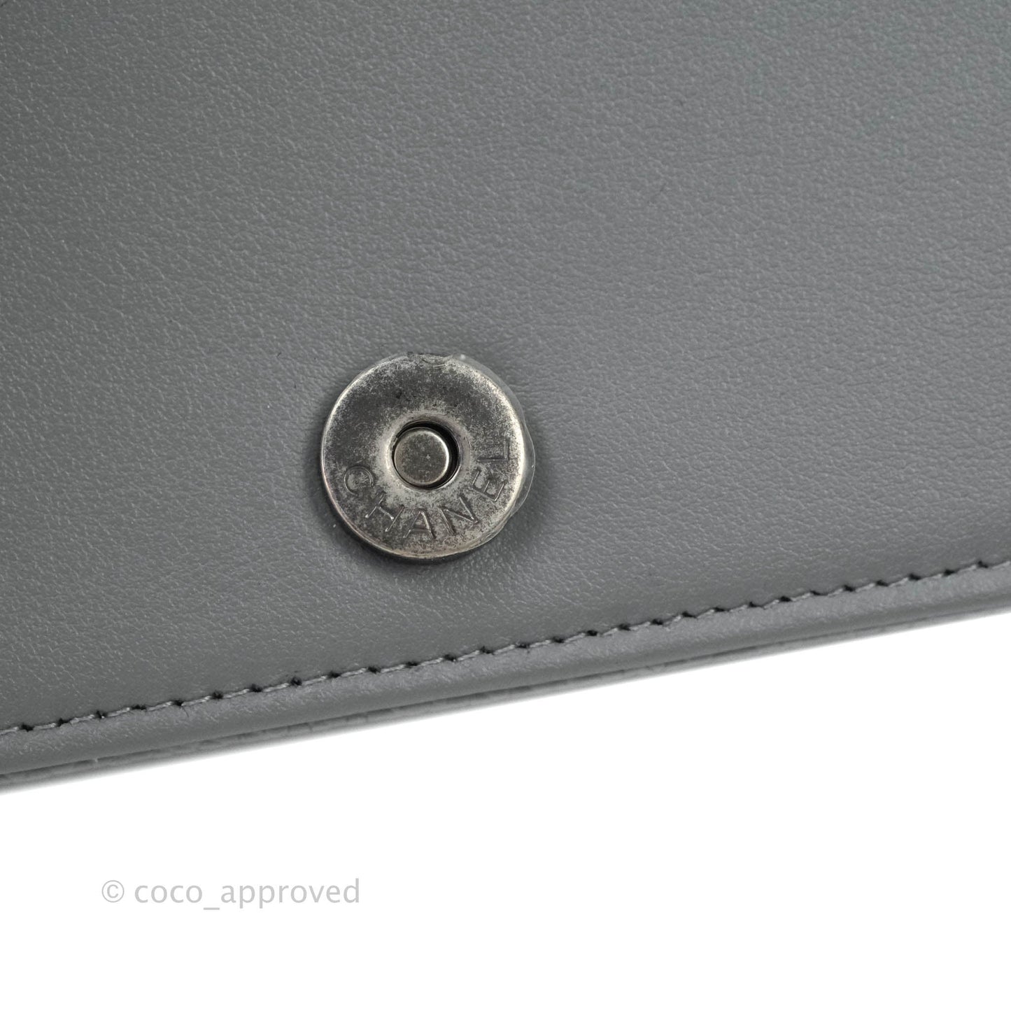 Chanel Chevron Boy Wallet on Chain WOC Grey Caviar Ruthenium Hardware