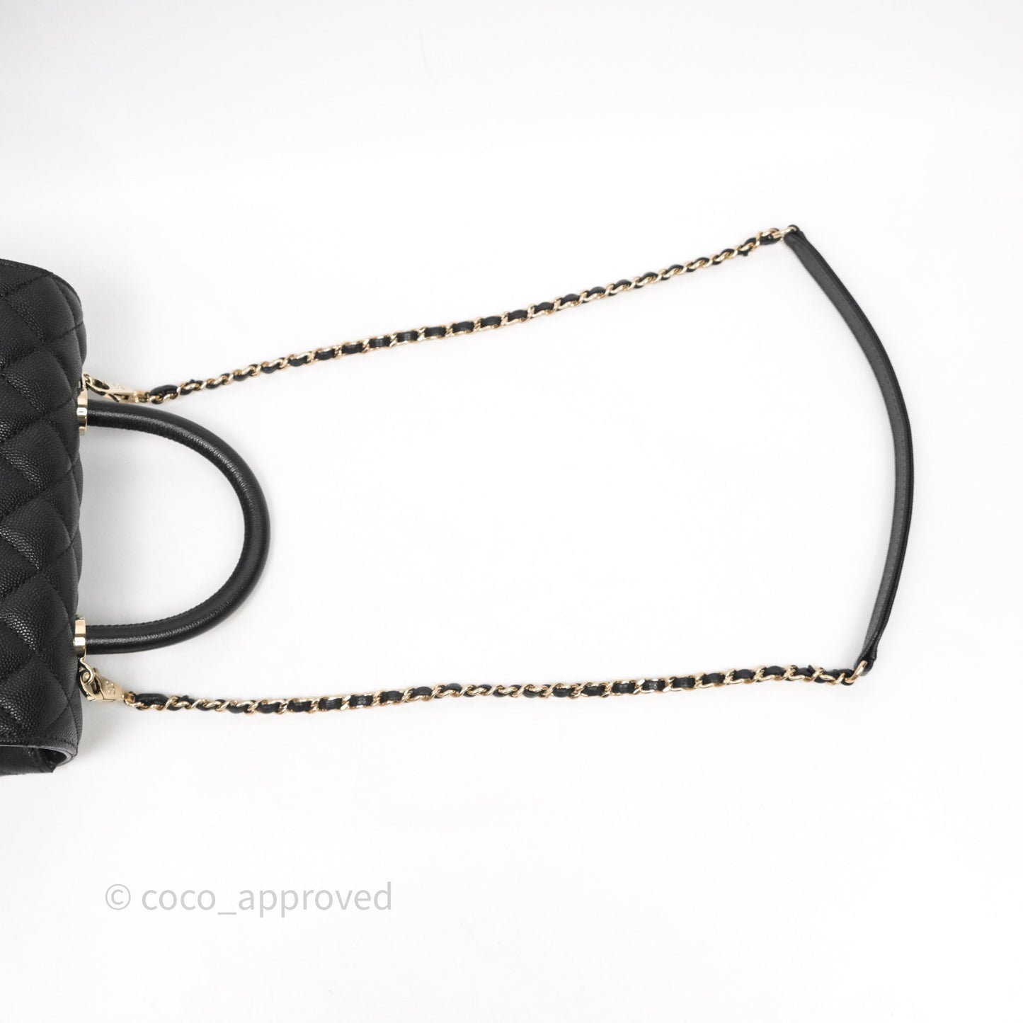 Chanel Small Coco Handle Black Caviar Light Gold Hardware