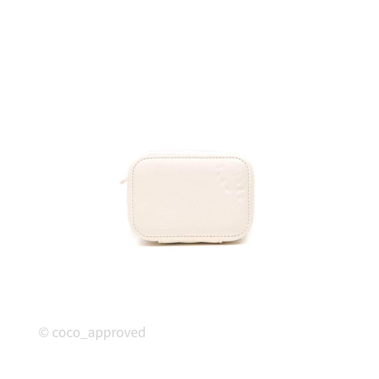 Chanel Quilted Pearl Crush Mini Vanity With Chain Ivory White Lambskin Aged Gold Hardware