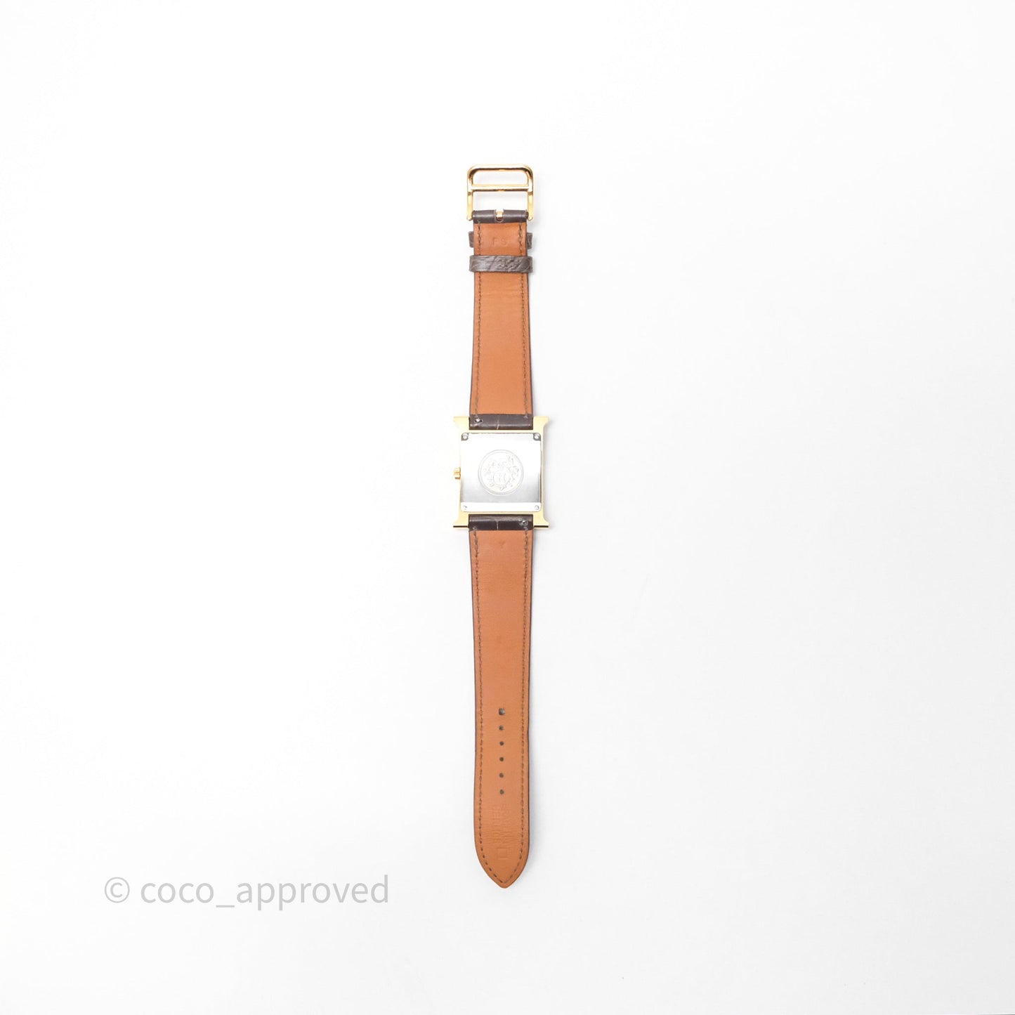 Hermès Heure H MM Watch Barenia Noir Alligator Gold Hardware