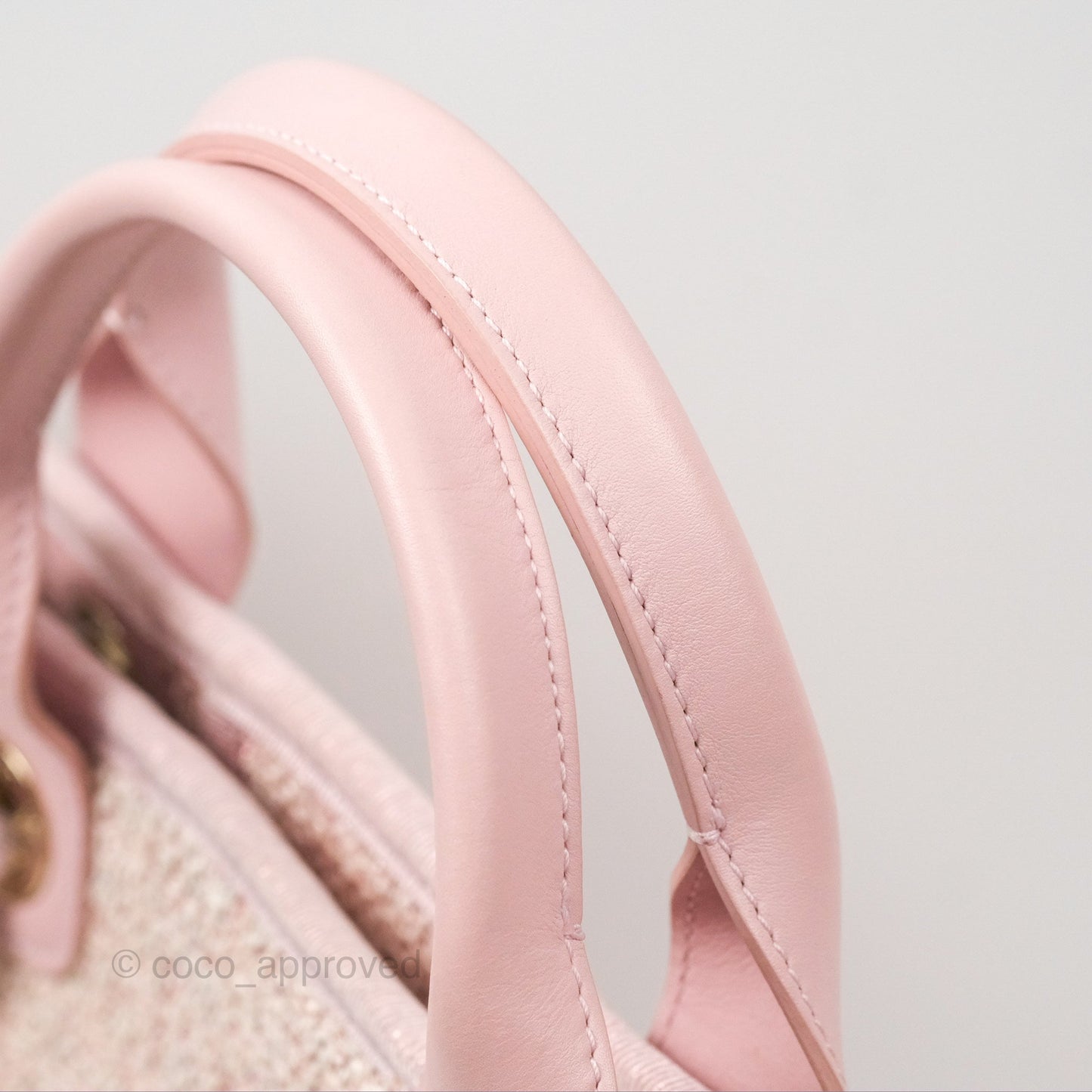 Chanel Large Deauville Tote Pink Woven Tweed Gold Hardware