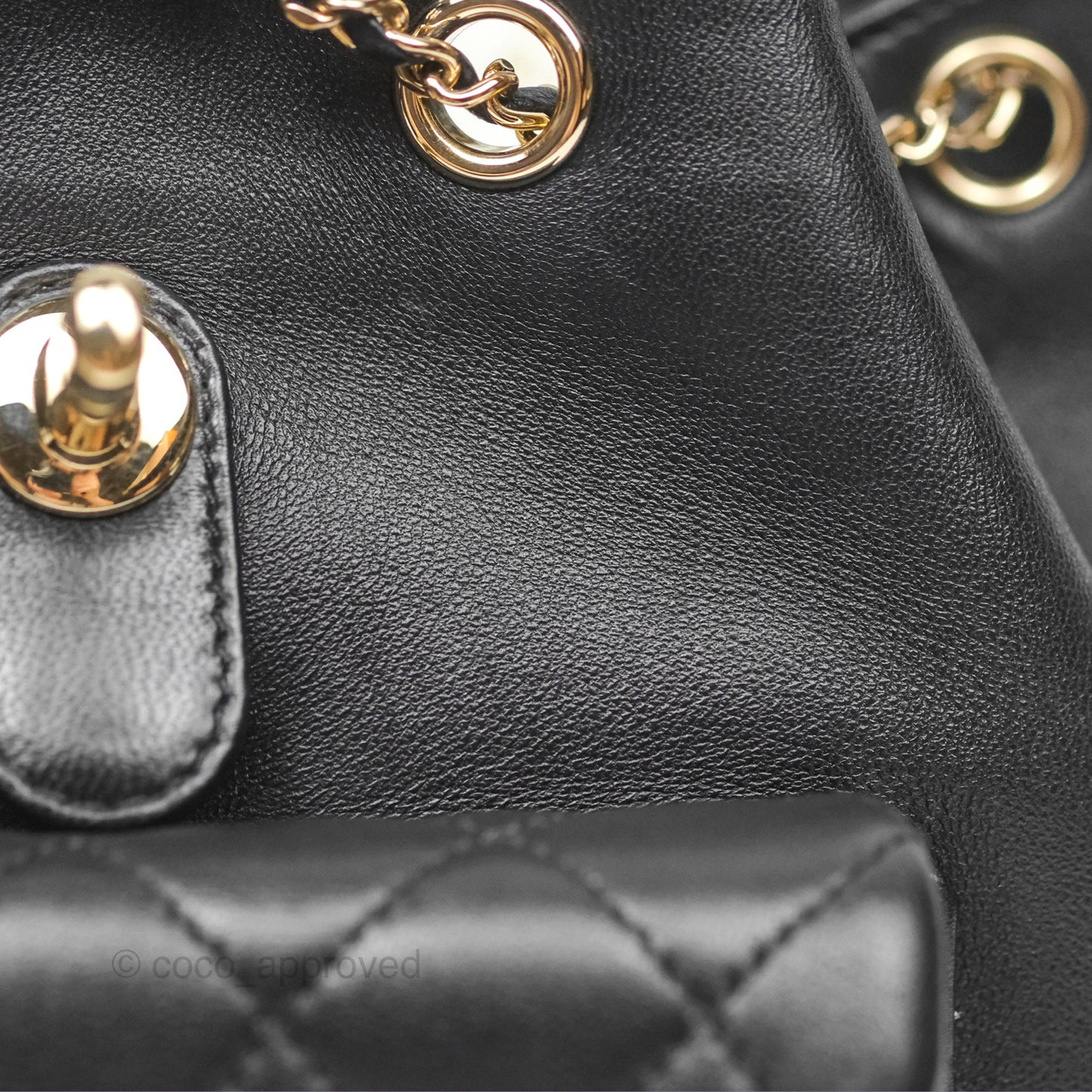 Chanel Quilted Small Duma Drawstring Backpack Black Lambskin