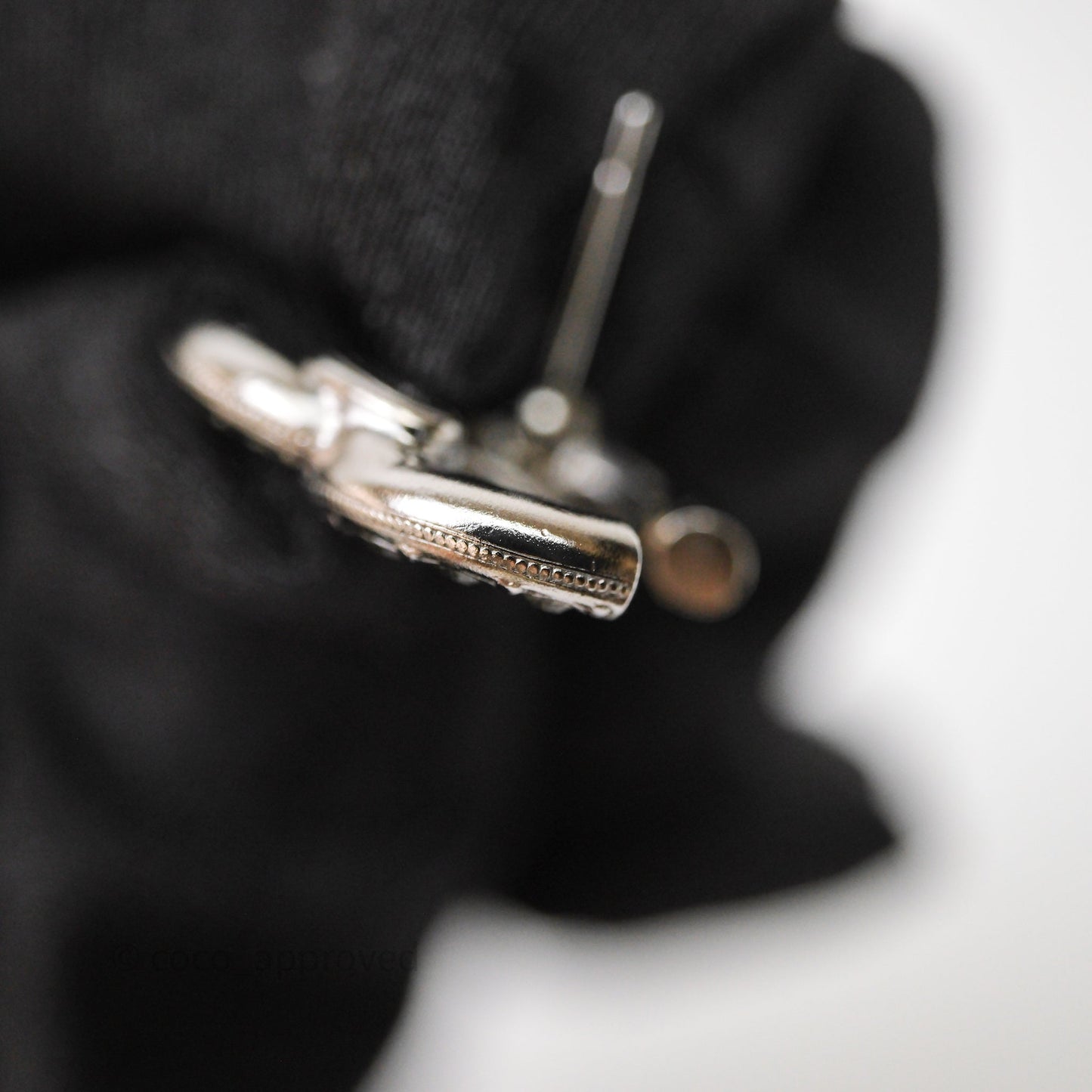 Chanel CC Crystals Earrings Ruthenium Tone 21A