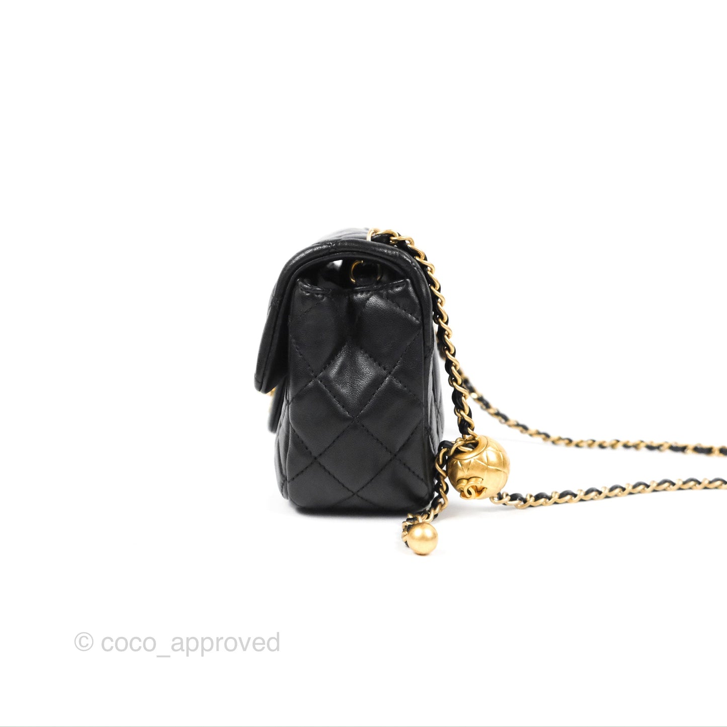 Chanel Mini Rectangular Pearl Crush Black Lambskin Aged Gold Hardware