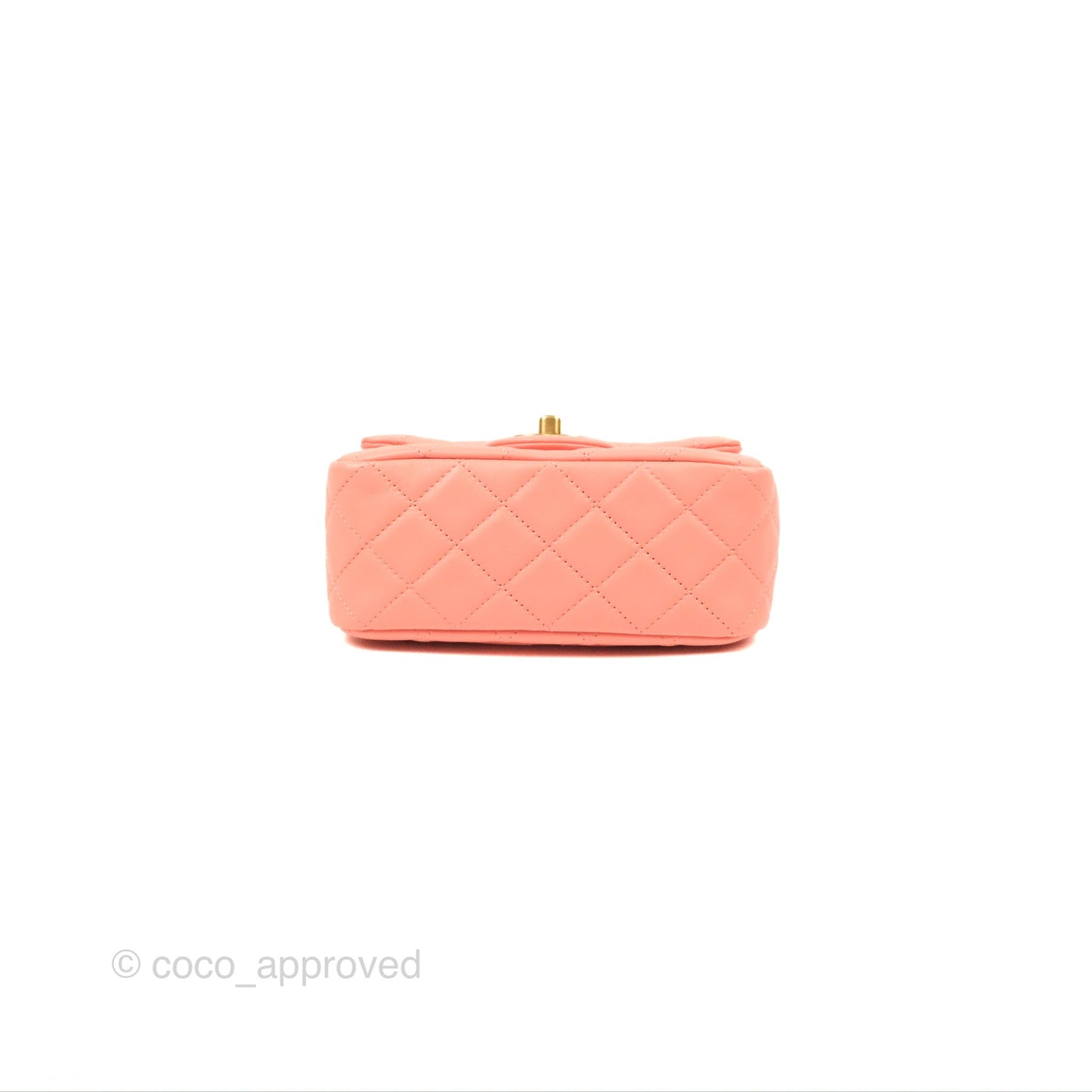 Chanel Pearl Crush Mini Square Quilted Pink Lambskin Aged Gold Hardware
