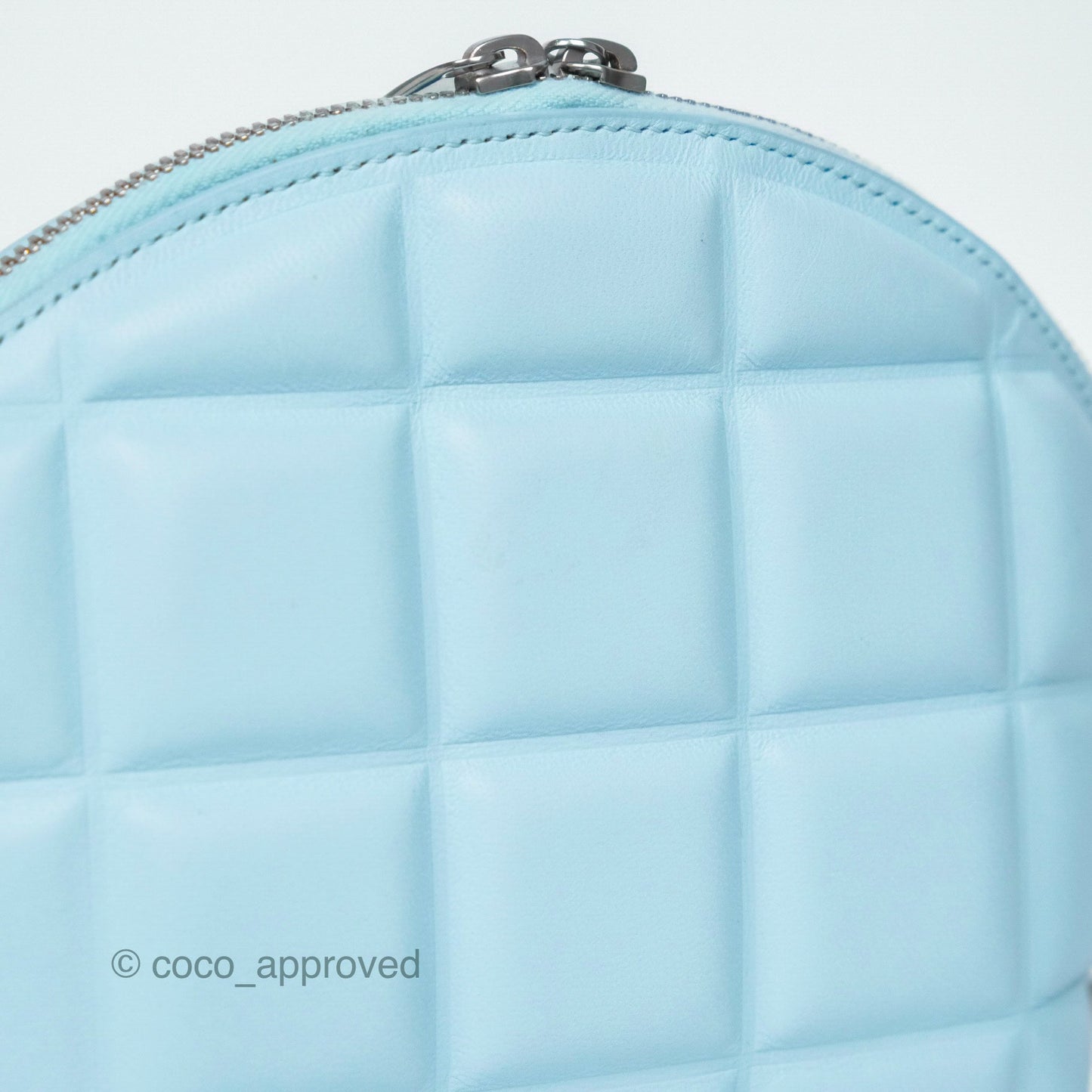 Bottega Veneta Mini Half Moon Bag Topazio Blue Nappa Lambskin Silver Hardware