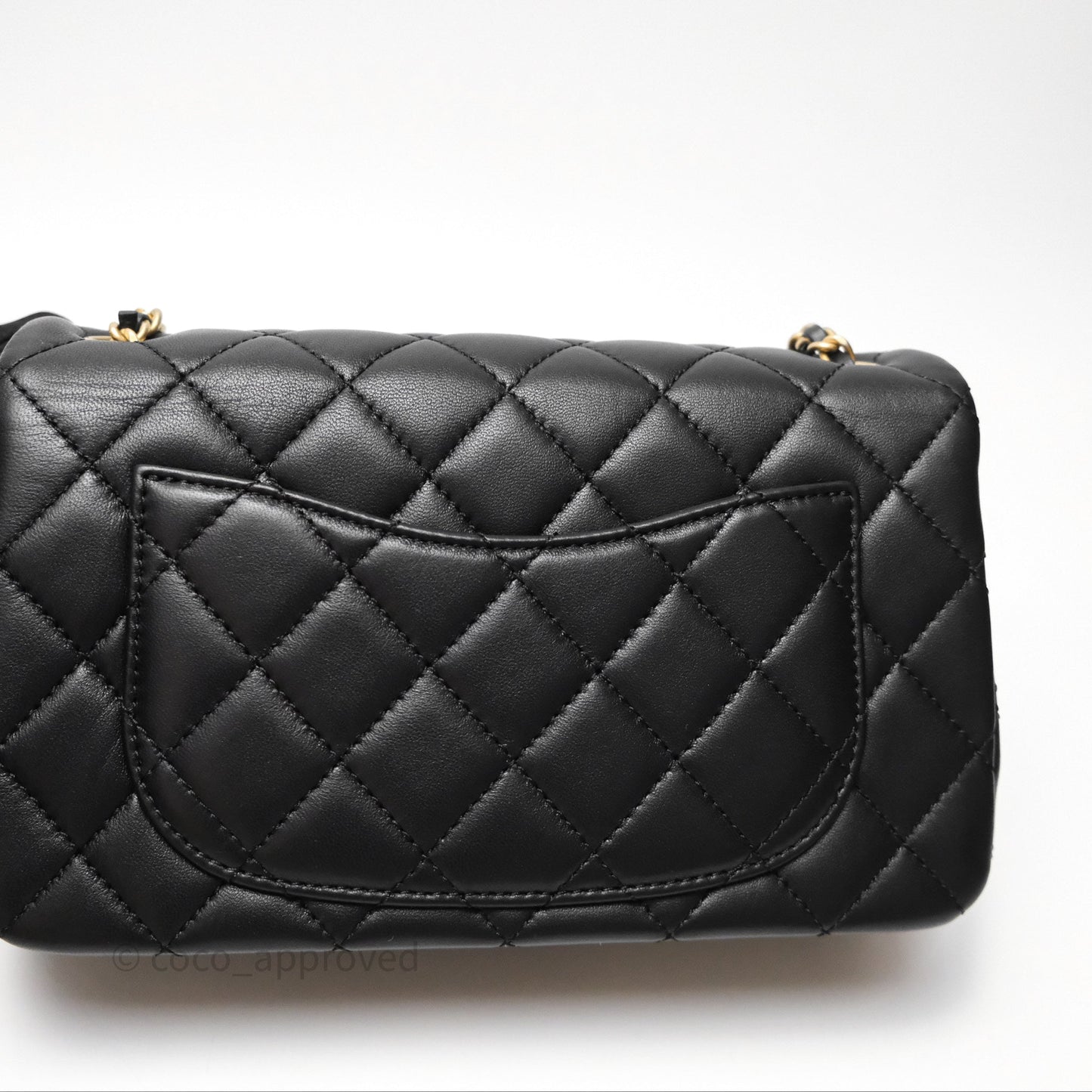 Chanel Mini Rectangular Pearl Crush Quilted Black Lambskin Aged Gold Hardware