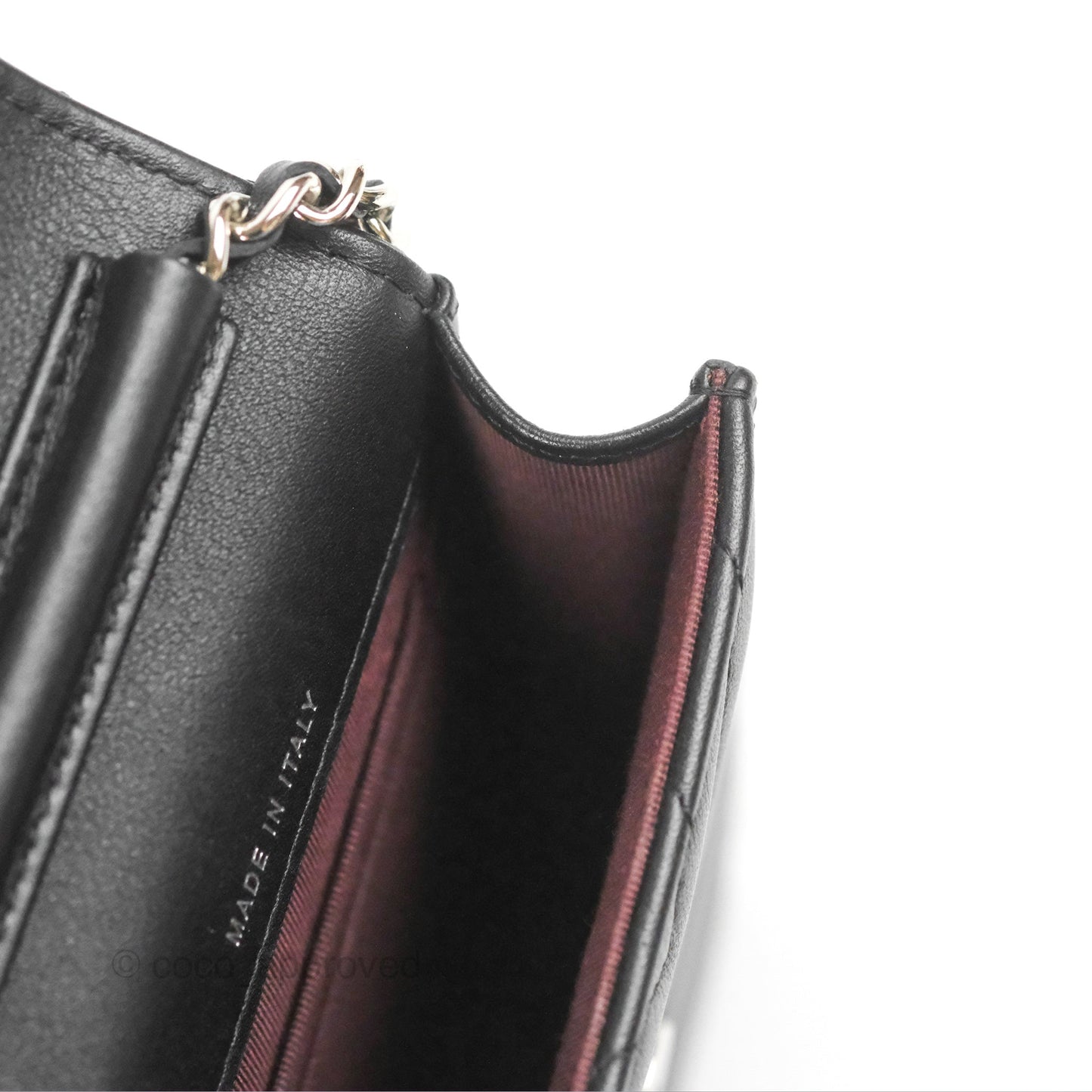 Chanel Classic Chevron Phone Holder Black Calfskin Silver Hardware