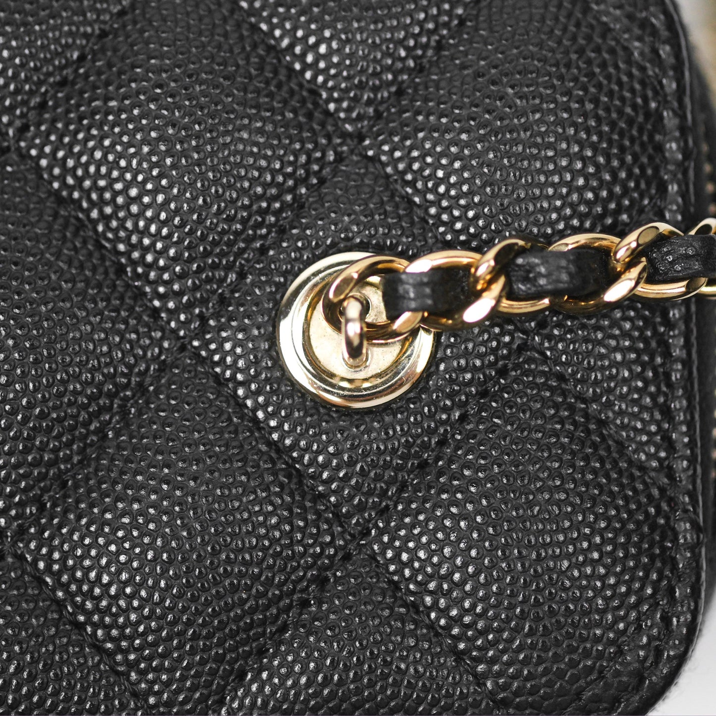 Chanel Vanity Rectangular With Chain Black Caviar Gold Hardware