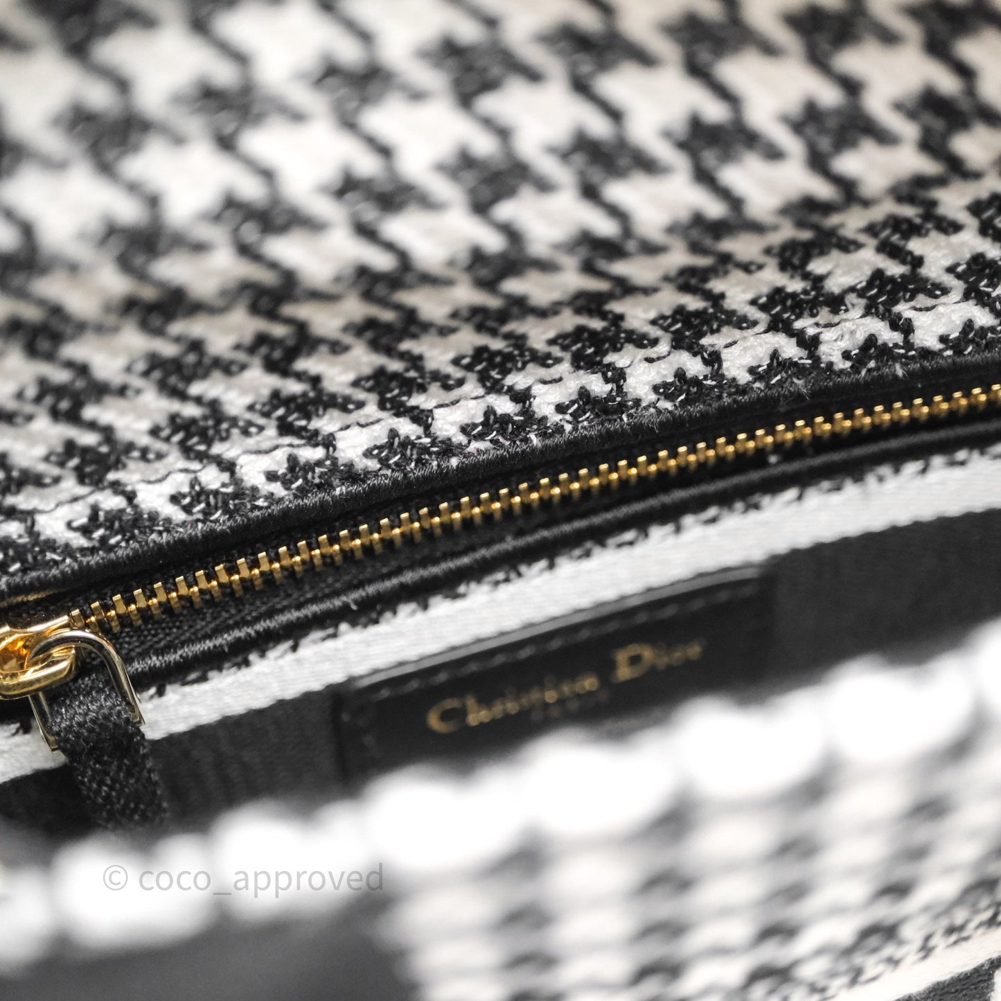 Christian Dior Mini Lady D-Lite Bag Black White Houndstooth