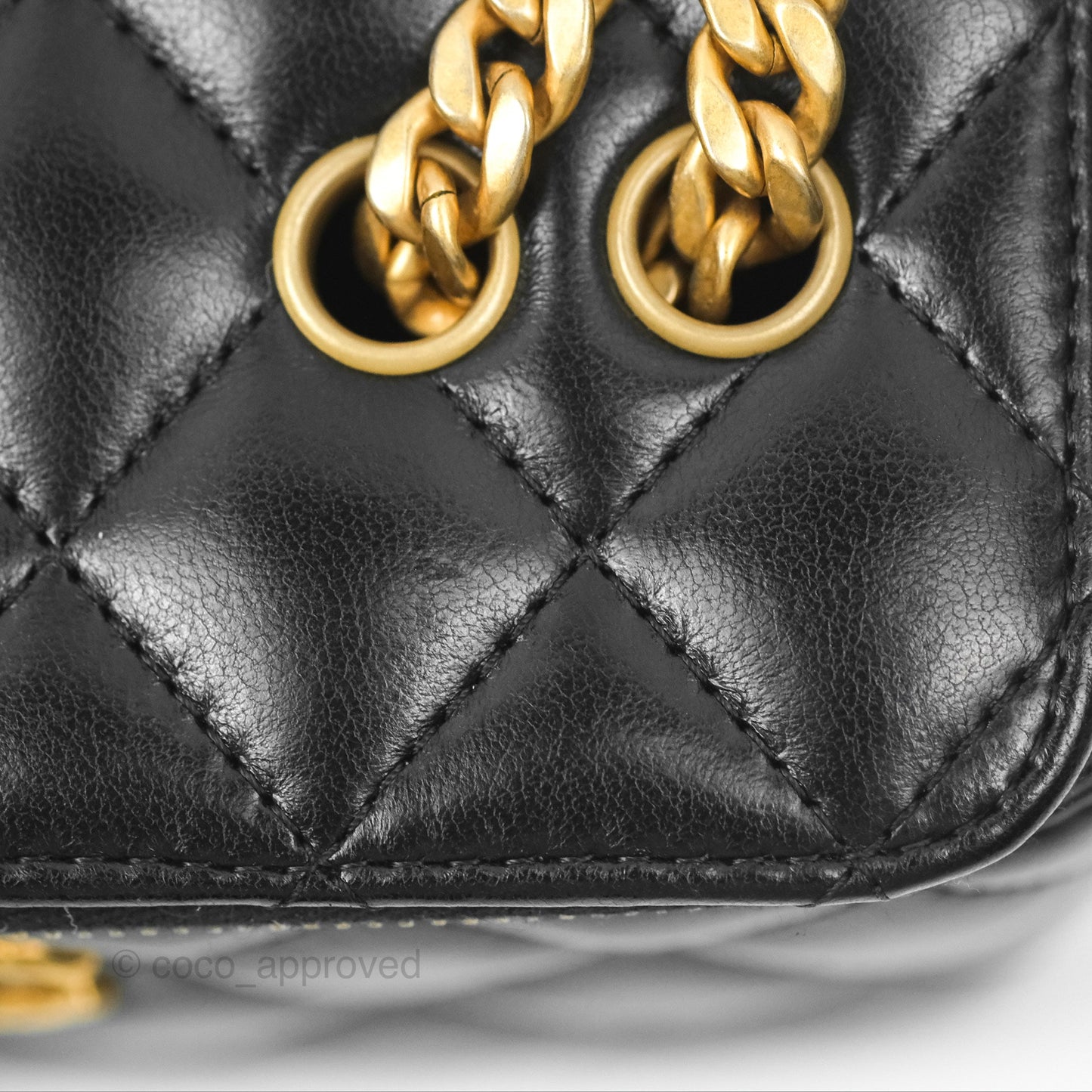 Chanel All Slide Vanity with Adjustable Chain Black Lambskin Aged Gold Hardware