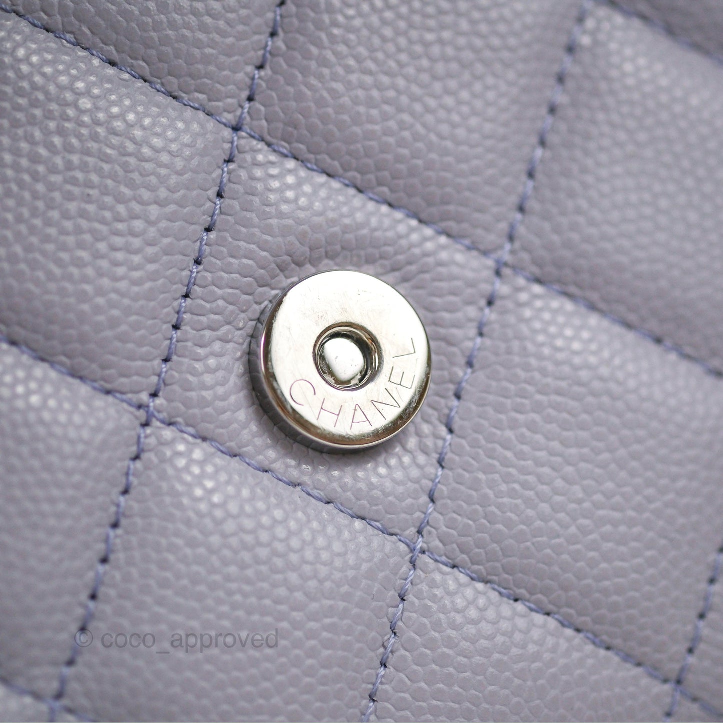 Chanel Quilted Classic Wallet on Chain WOC Lilac Caviar Silver Hardware