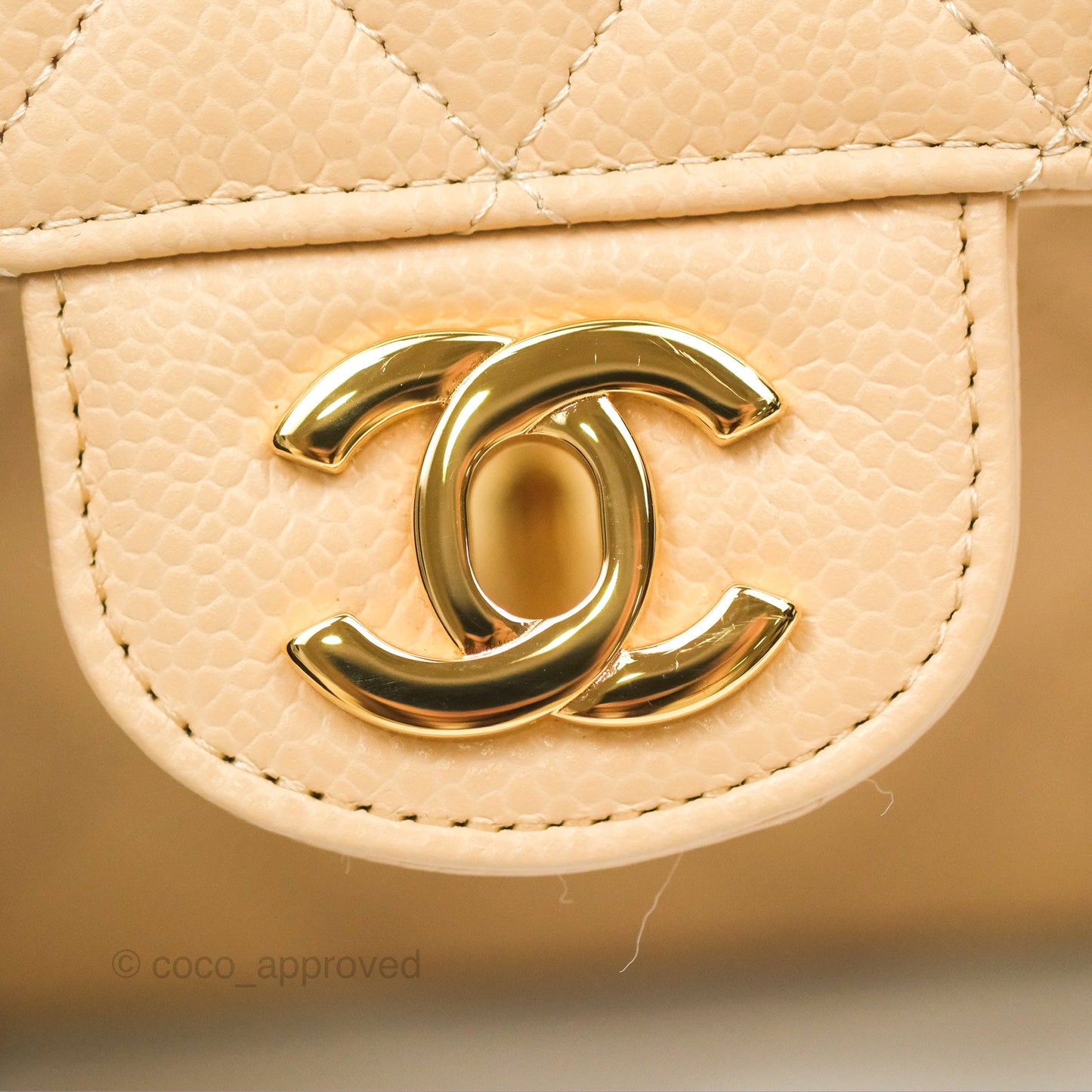 Chanel Small Quilted Classic Flap Beige Caviar Gold Hardware