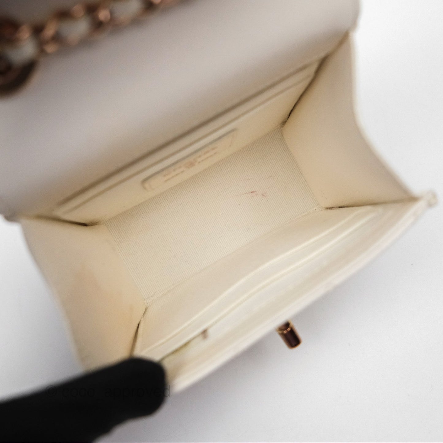 Chanel Mini Quilted Trendy CC Clutch With Chain White Lambskin Rose Gold Hardware