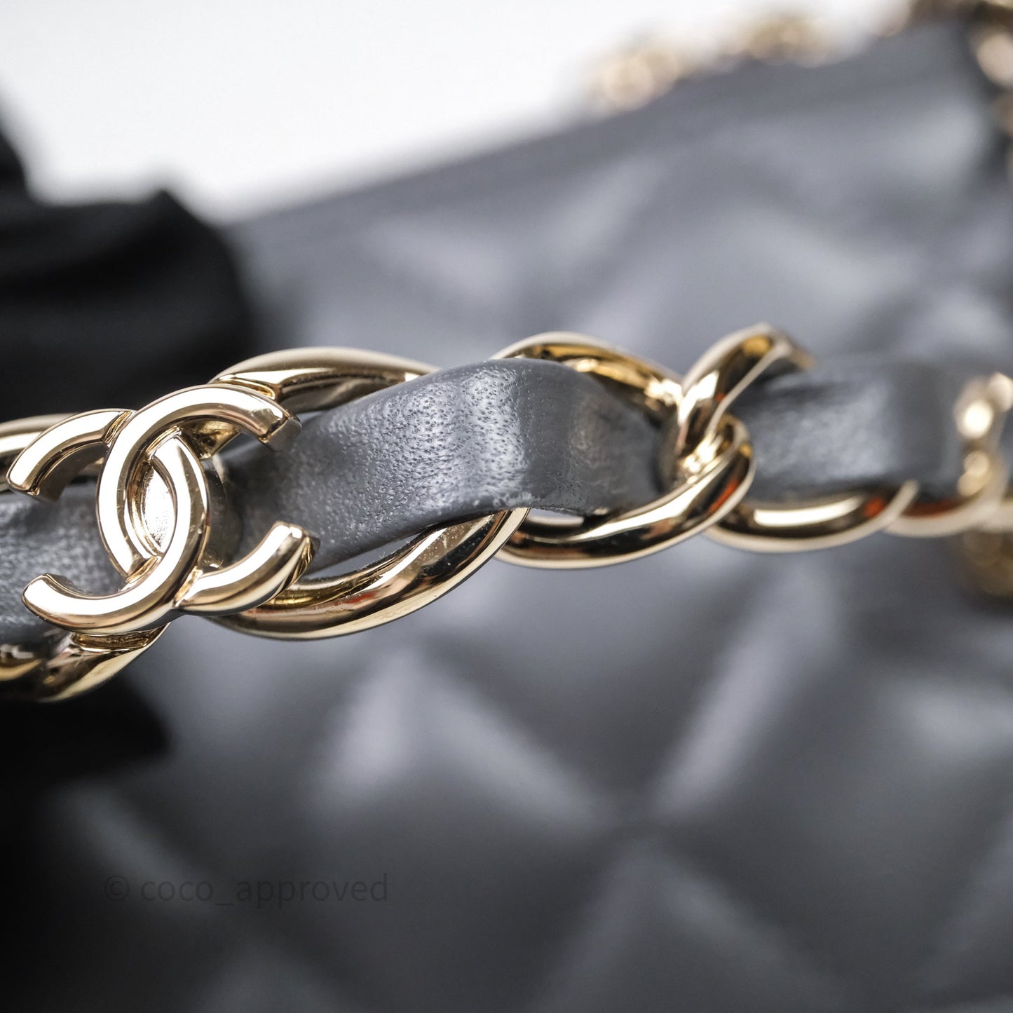 Chanel Vanity Rectangular Top Handle Grey Lambskin Gold Hardware