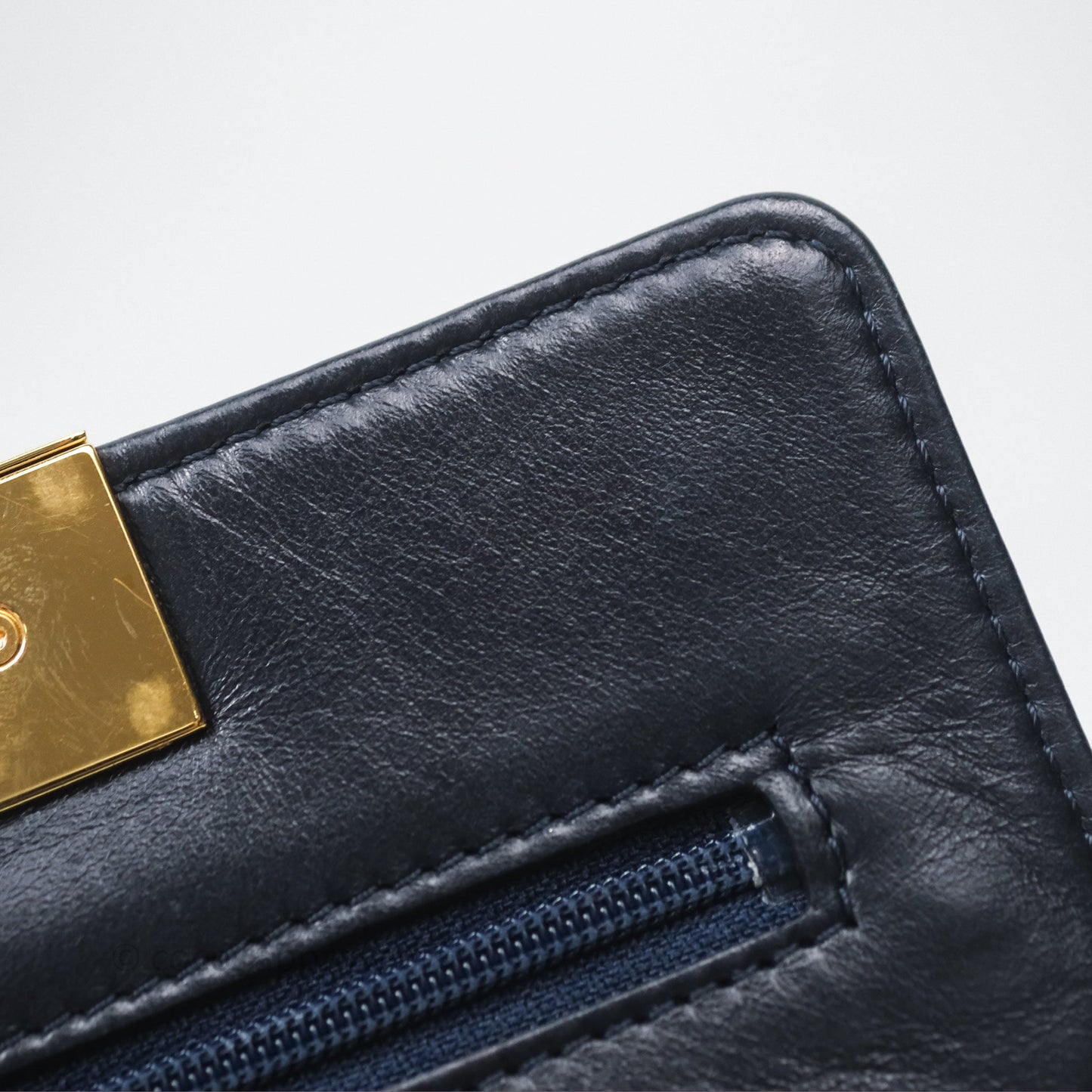 Chanel Golden Class Wallet on Chain WOC Navy Lambskin Gold Hardware