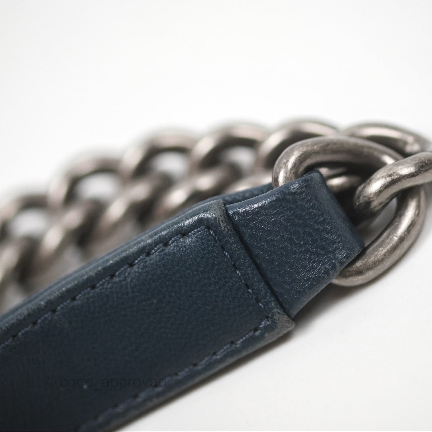 Chanel Medium Chevron Boy Washed Denim Ruthenium Hardware
