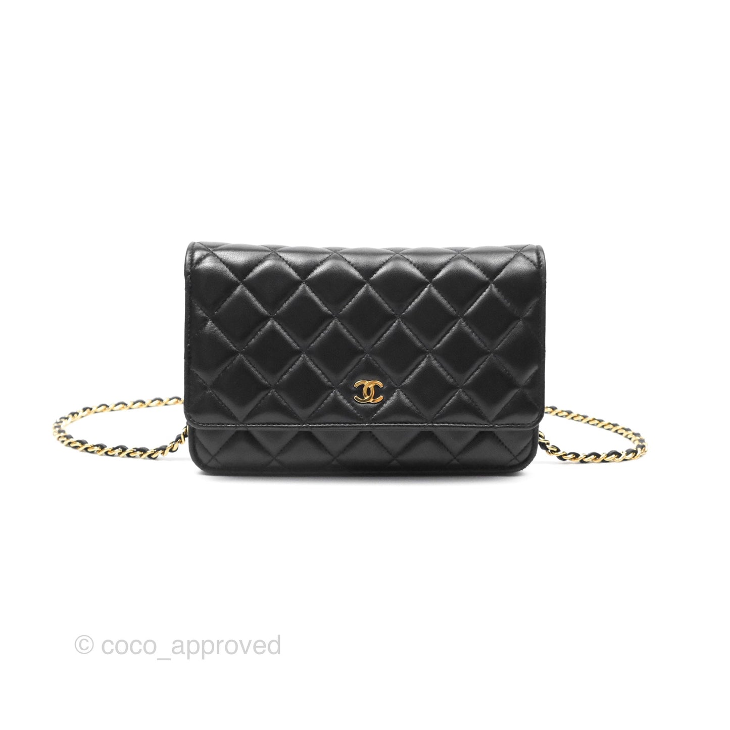 Chanel Quilted Classic WOC Black Lambskin Gold Hardware