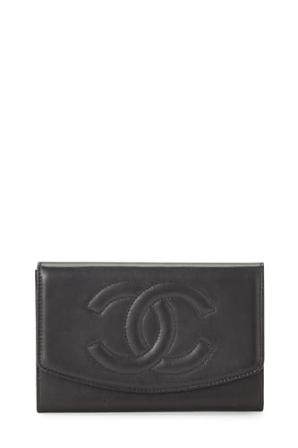 Chanel,  Black Lambskin Timeless 'CC' Compact Wallet, Black