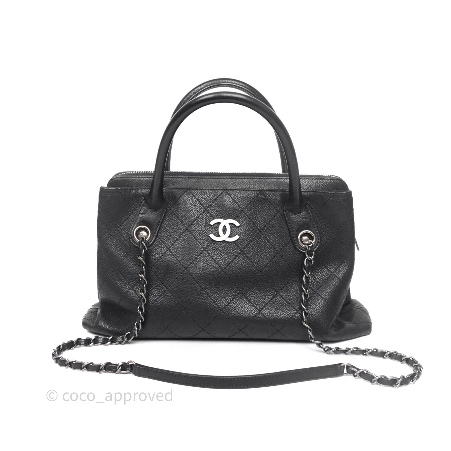 Chanel Quilted Shopping Tote Black Caviar Ruthenium Hardware