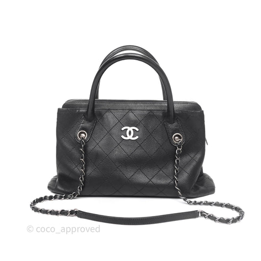 Chanel Quilted Shopping Tote Black Caviar Ruthenium Hardware