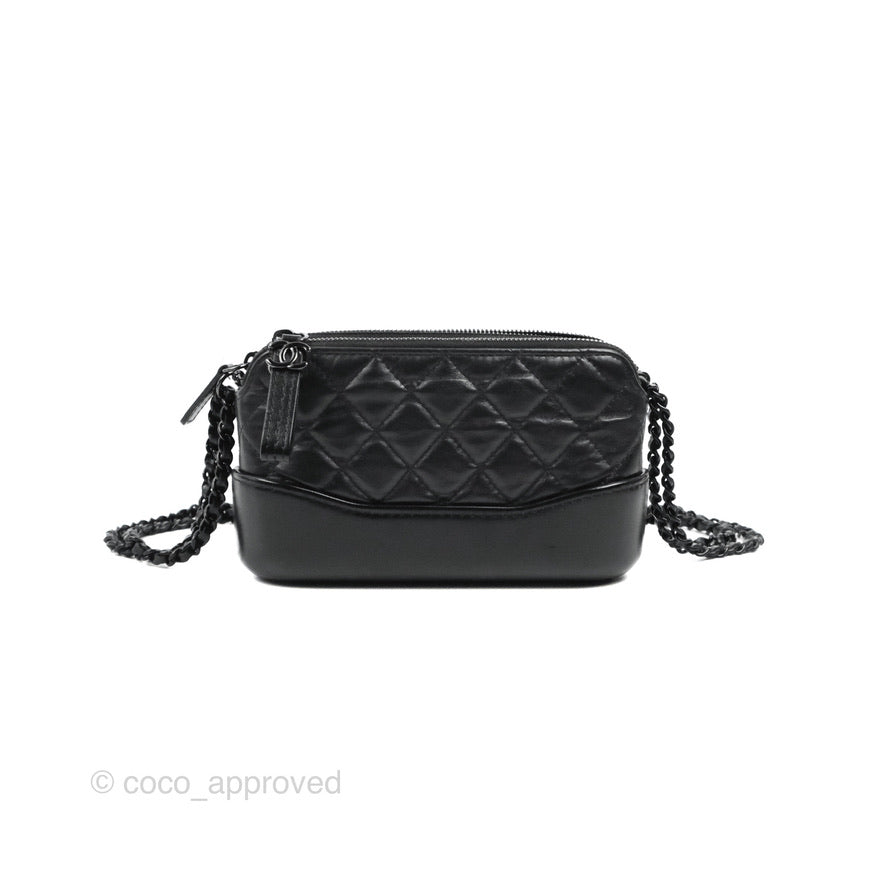 Chanel Gabrielle Clutch With Chain Aged Calfskin So Black