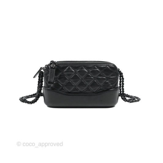 Chanel Gabrielle Clutch With Chain Aged Calfskin So Black