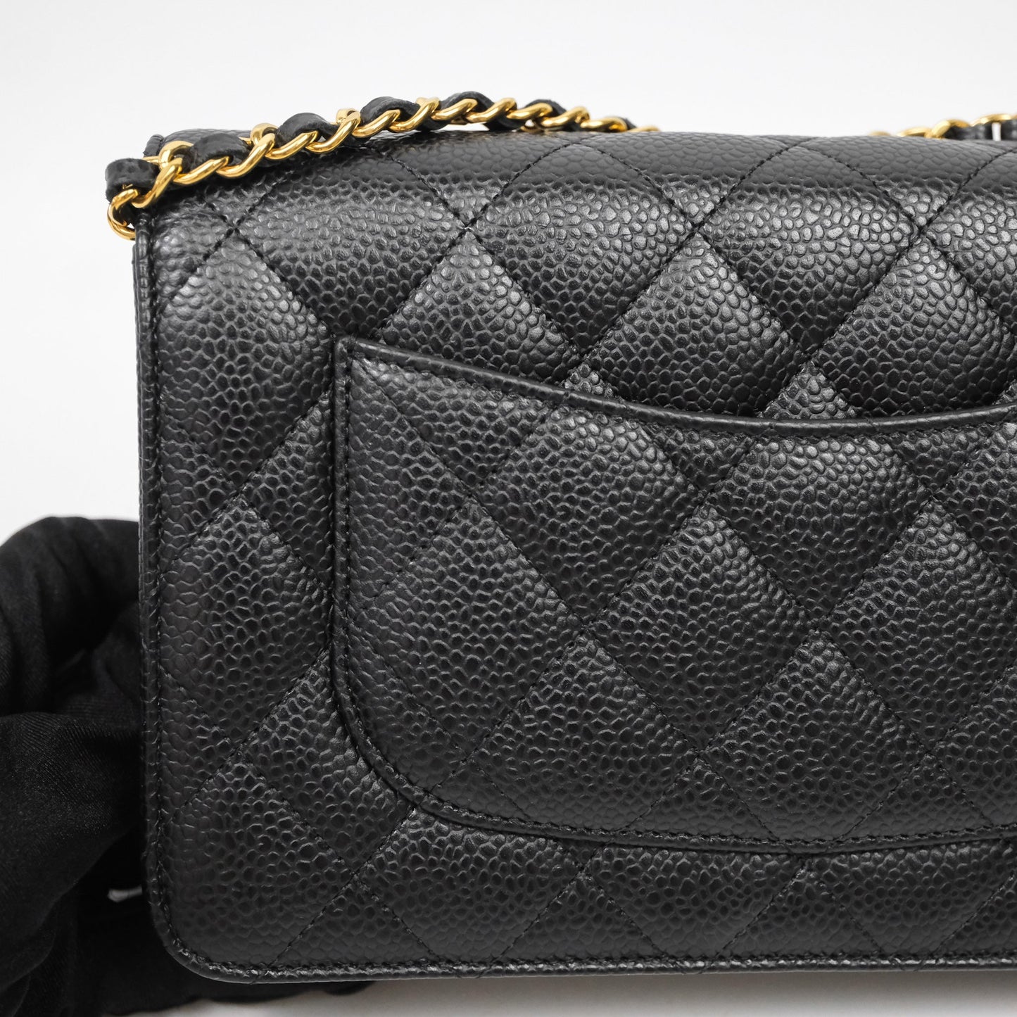 Chanel Classic Wallet On Chain WOC Quilted Black Caviar Gold Hardware