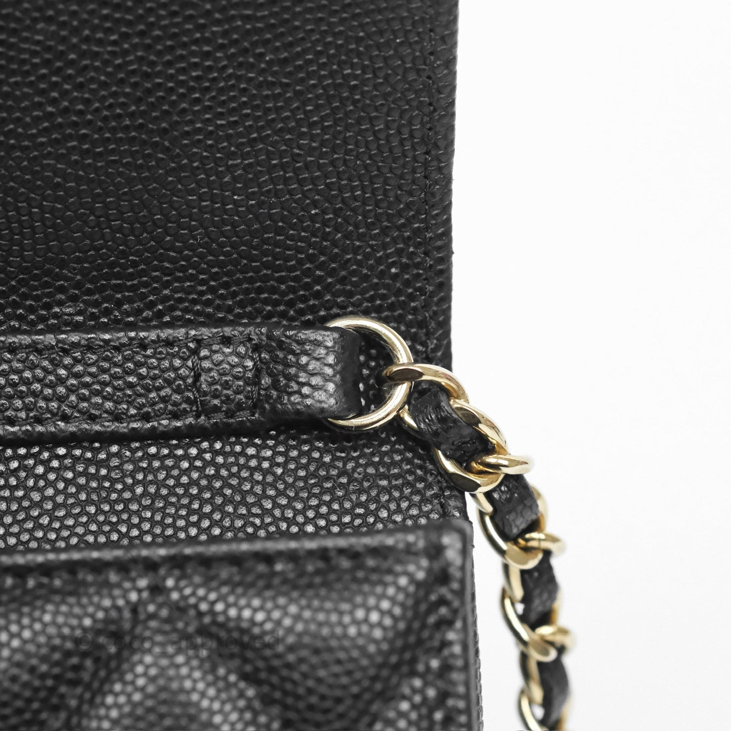 Chanel Mini Wallet With Chain Black Caviar Gold Hardware