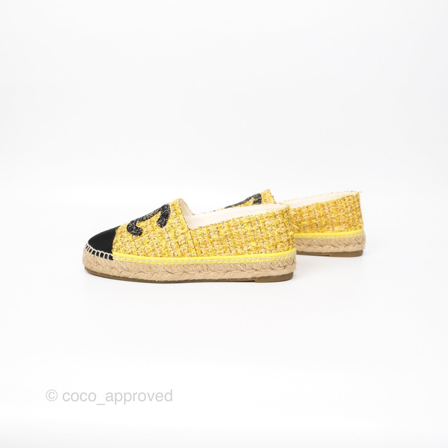 Chanel Espadrille Yellow Gold Tweed Size 36