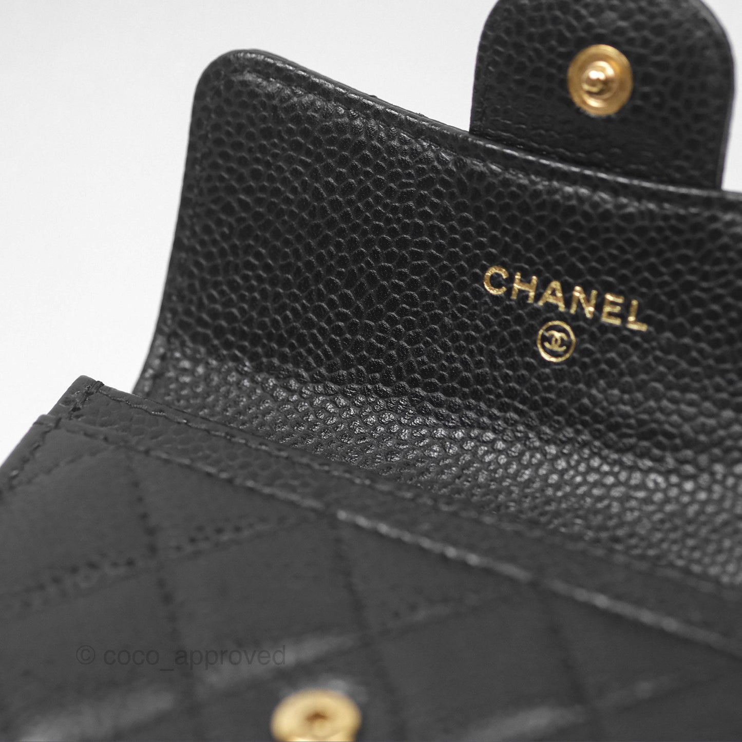 Chanel Quilted Flap Card Holder Caviar Black Gold Hardware