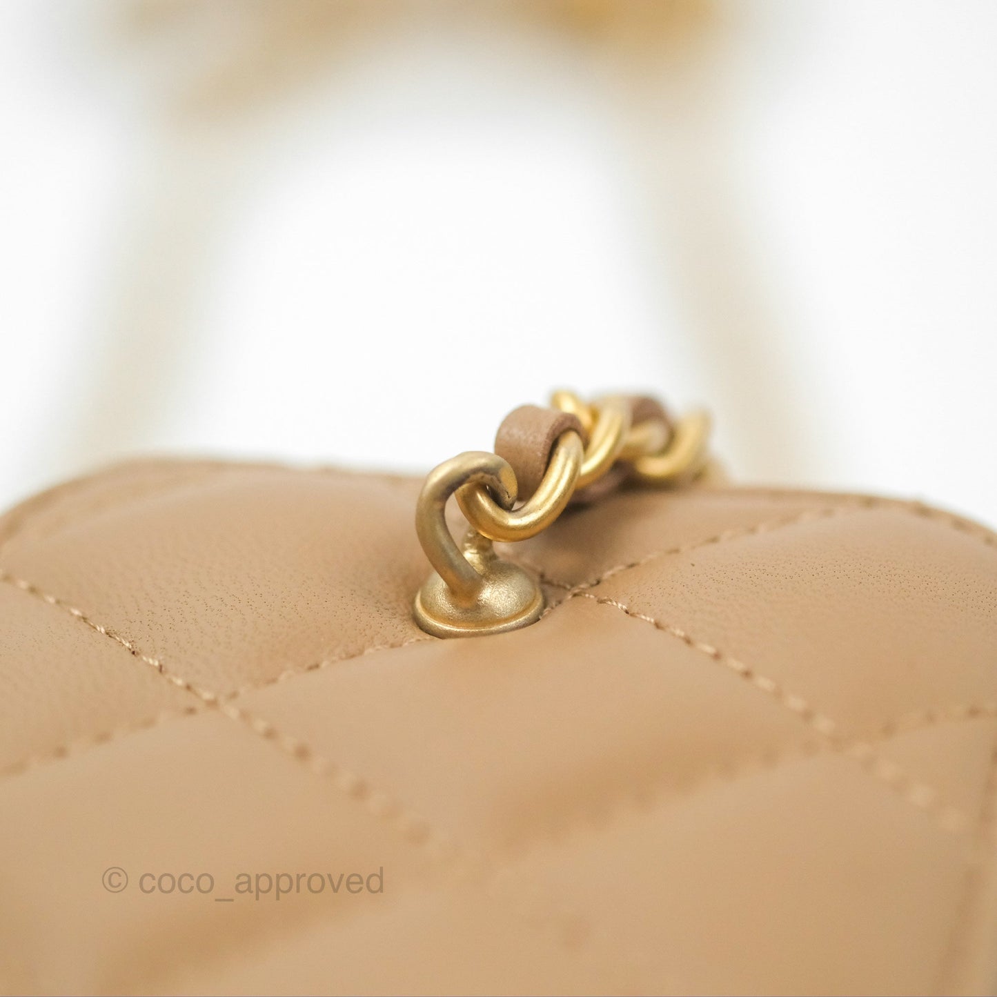 Chanel Mini Vanity With Chain Adjustable Pearl Crush Dark Beige Lambskin Aged Gold Hardware