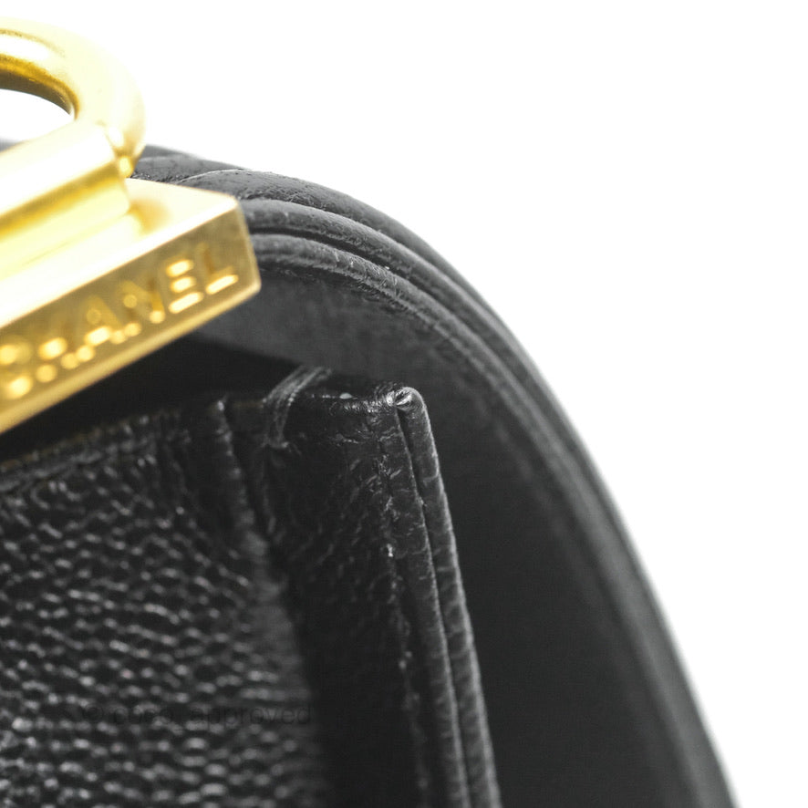 Chanel Boy Messenger Bag Black Caviar Aged Gold Hardware