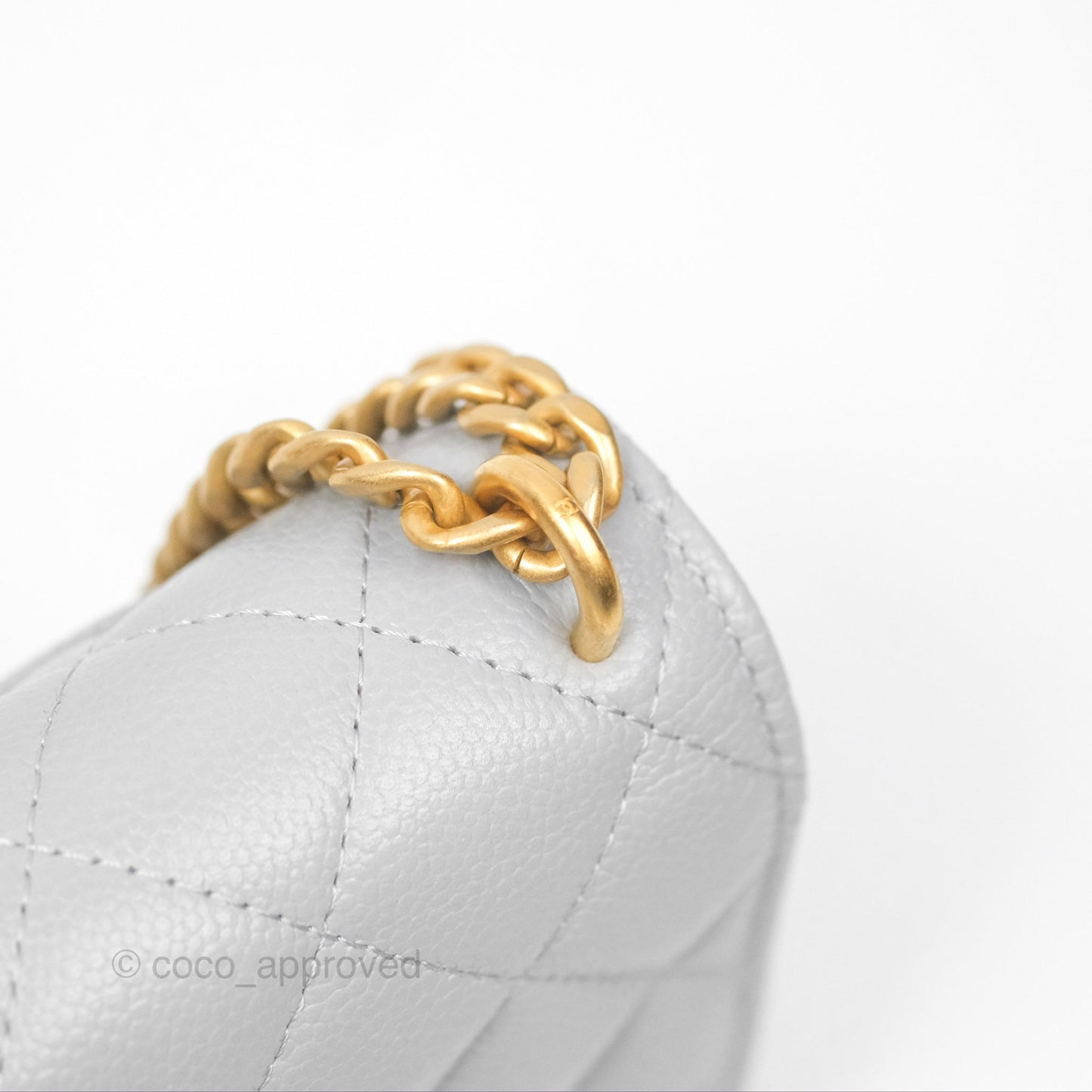 Chanel Heart Adjustable Chain WOC Grey Caviar Aged Gold Hardware