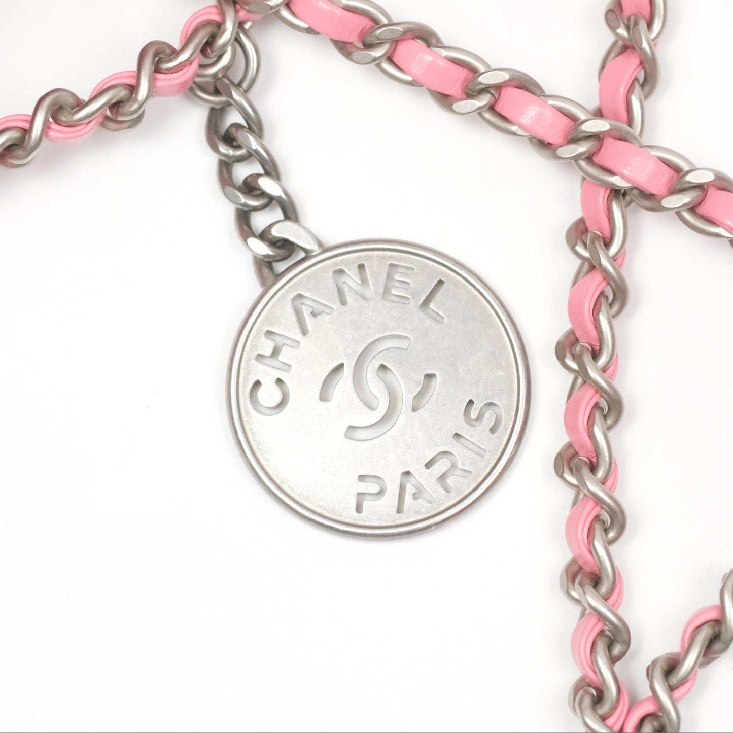 Chanel 22 Mini Bag Pink Crumpled Calfskin Aged Silver Hardware