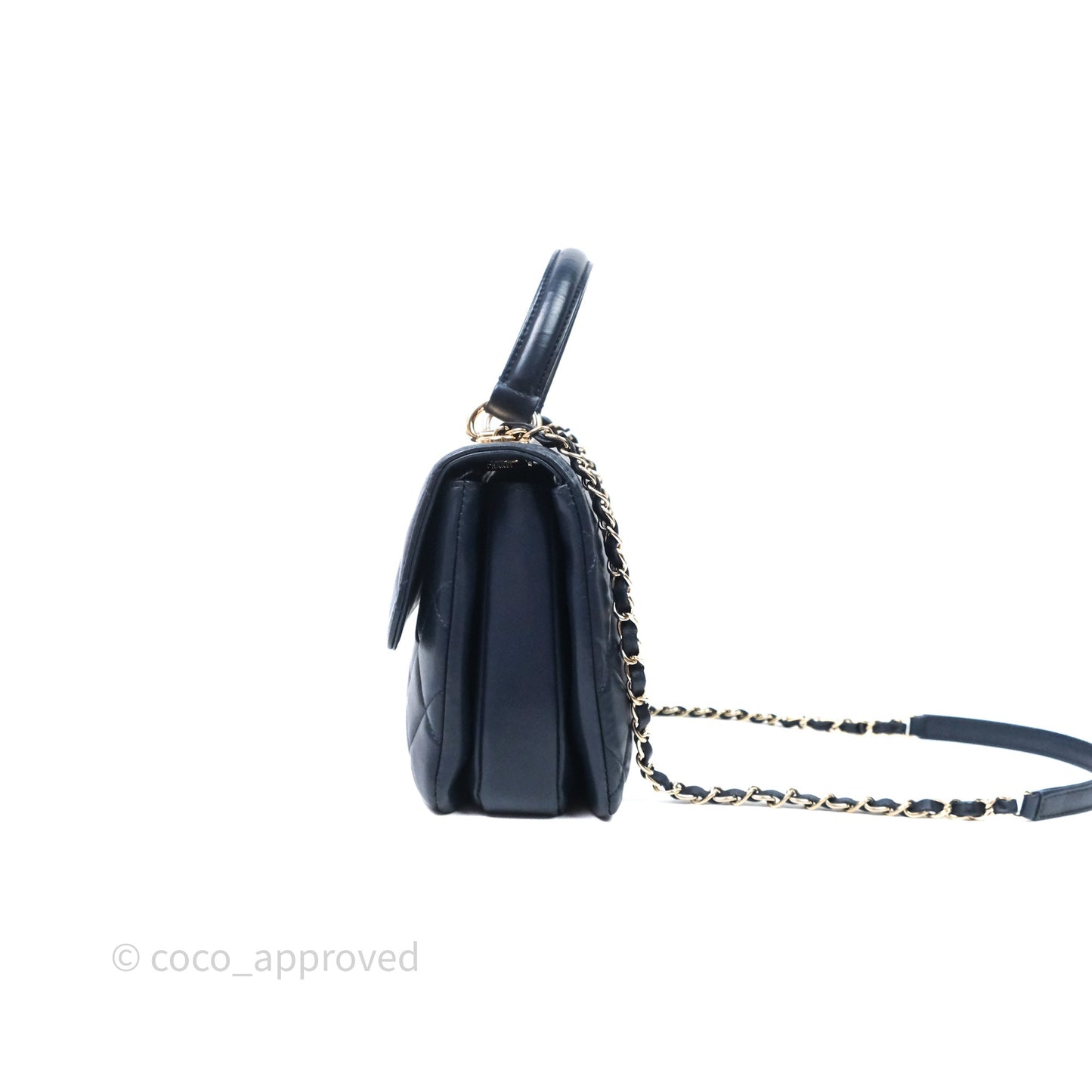 Chanel Small Trendy CC Navy Lambskin Gold Hardware