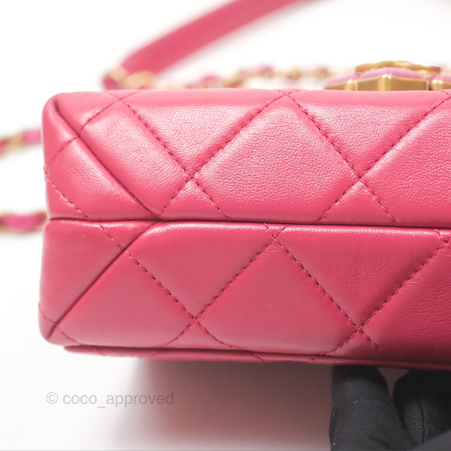 Chanel Diamond Lock CC Flap Bag Pink Lambskin Gold Hardware