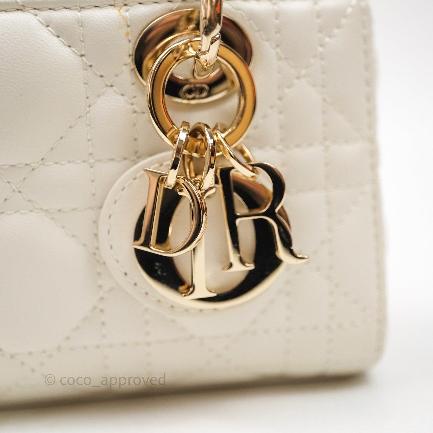 Christian Dior Micro Lady D-Joy Bag Latte Cannage Lambskin Gold Hardware