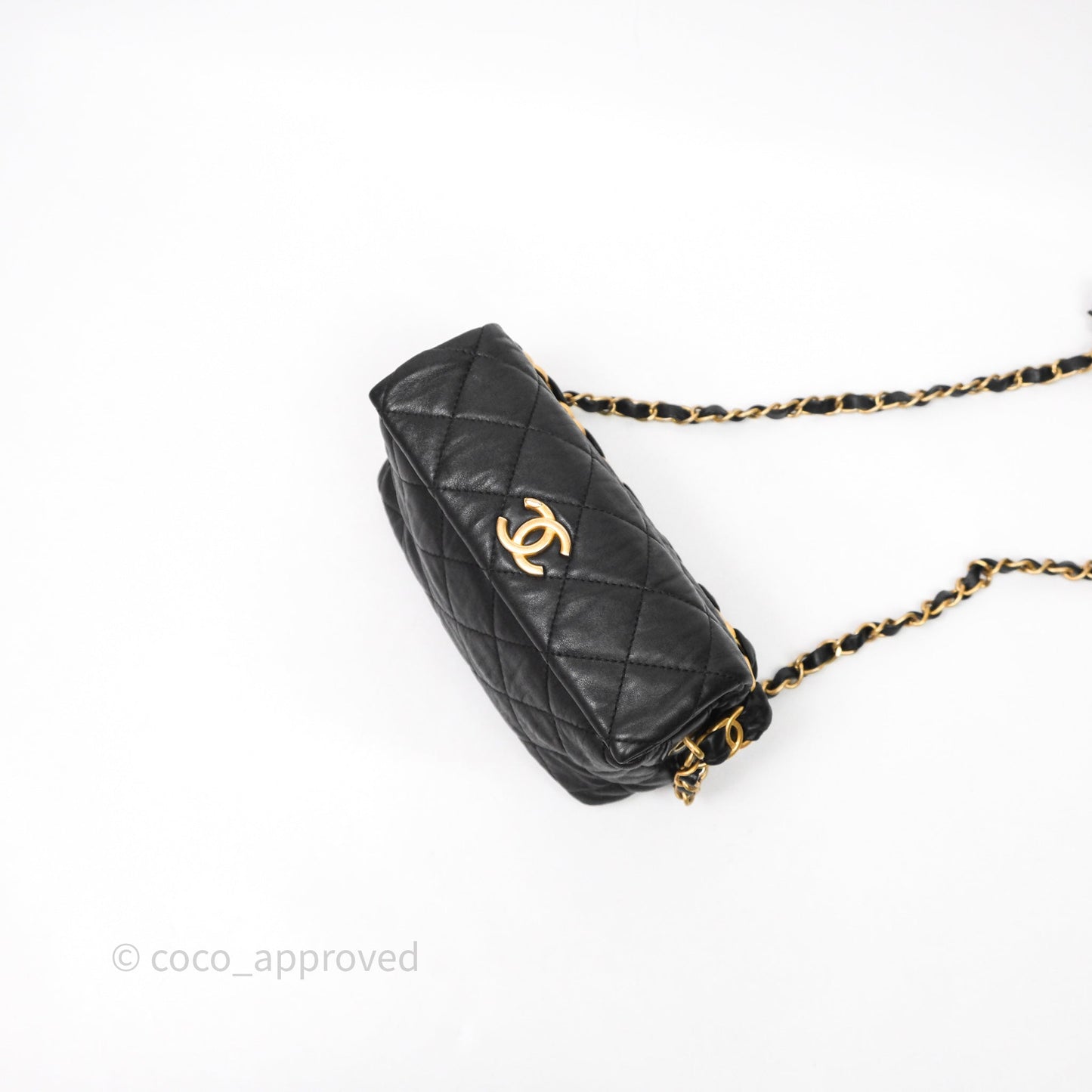 Chanel Small Hobo Bag Crumpled Black Lambskin Aged Gold Hardware