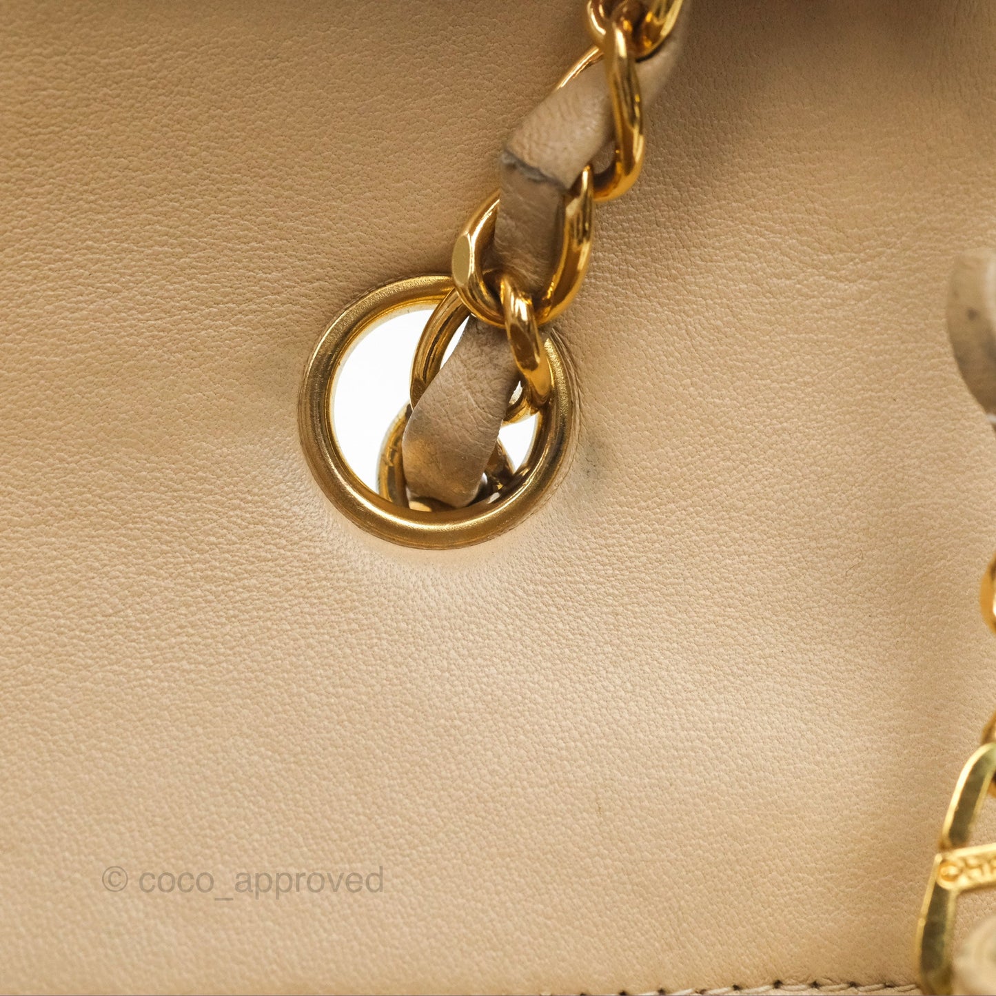 Chanel Vintage Small Quilted Classic Diana Flap Bag Beige Lambskin 24K Gold Hardware