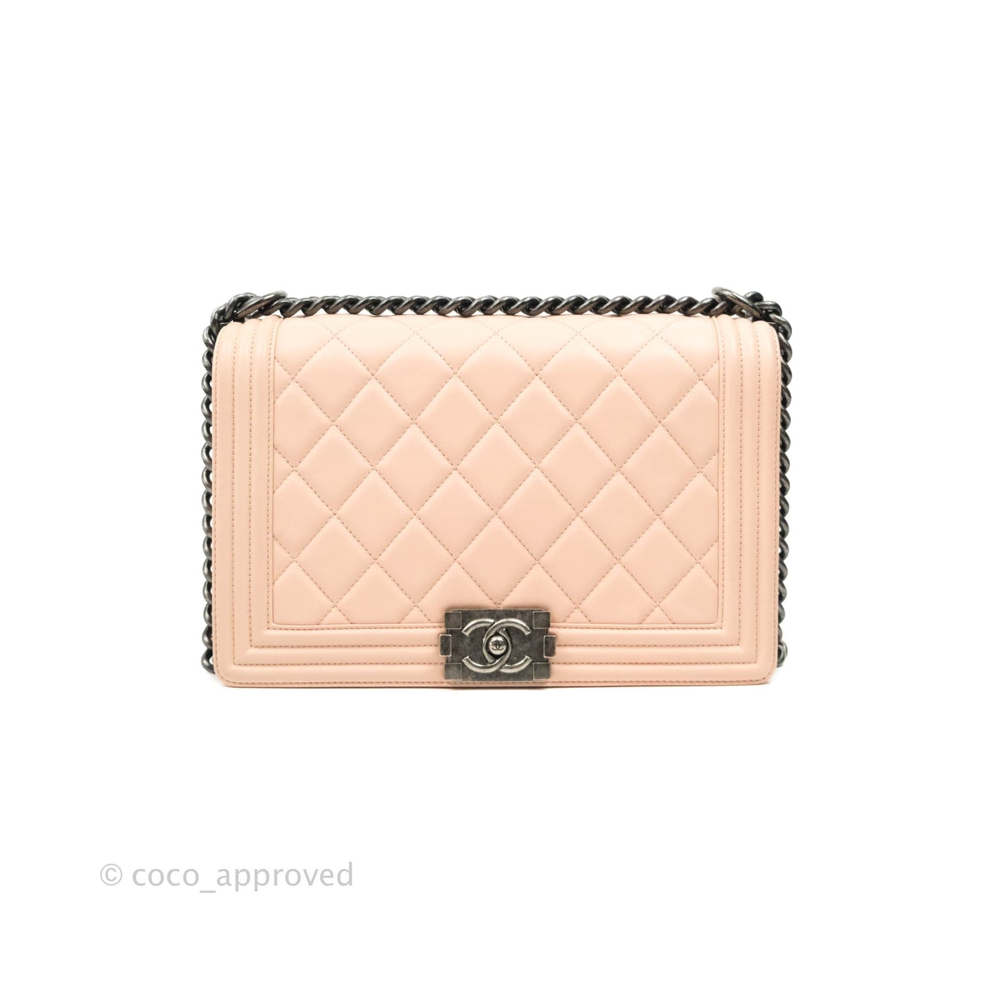 Chanel Boy New Medium Quilted Pink Calfskin Ruthenium Hardware