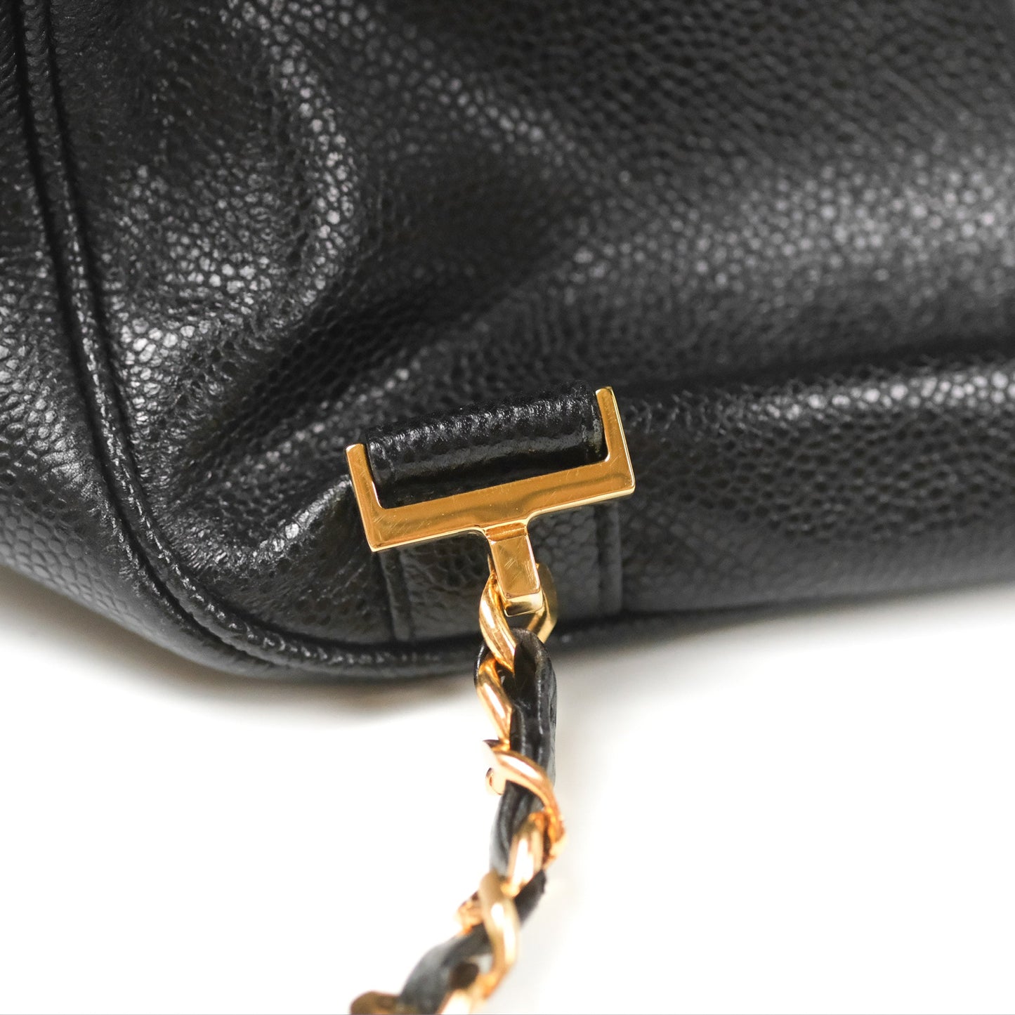 Chanel Vintage Large CC backpack Black Caviar 24K Gold Hardware