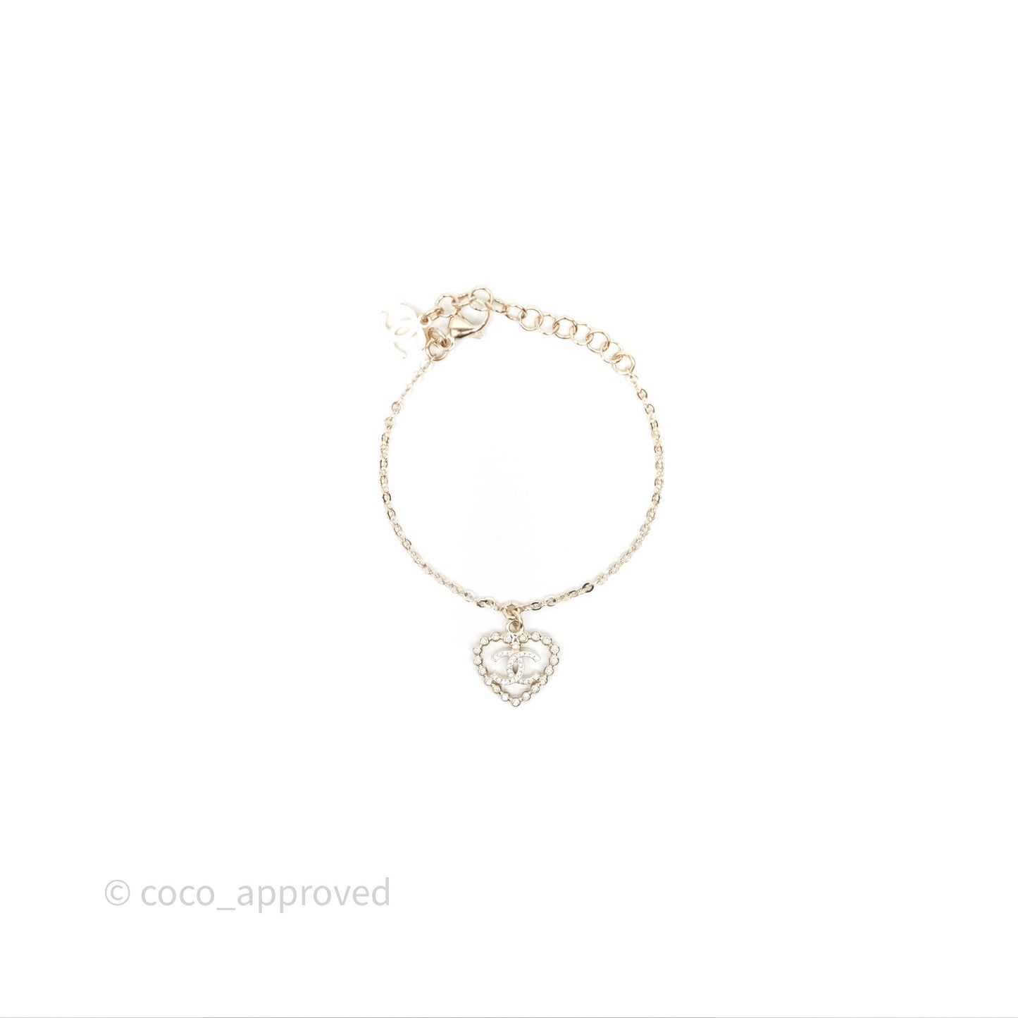 Chanel CC Crystal Bracelet Gold Tone 25P