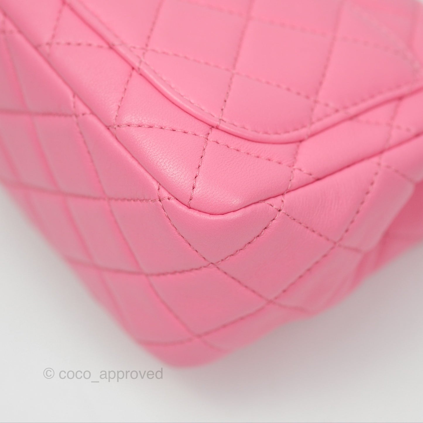 Chanel Mini Pearl Samba Square Flap Pink Lambskin Aged Gold Hardware 21P