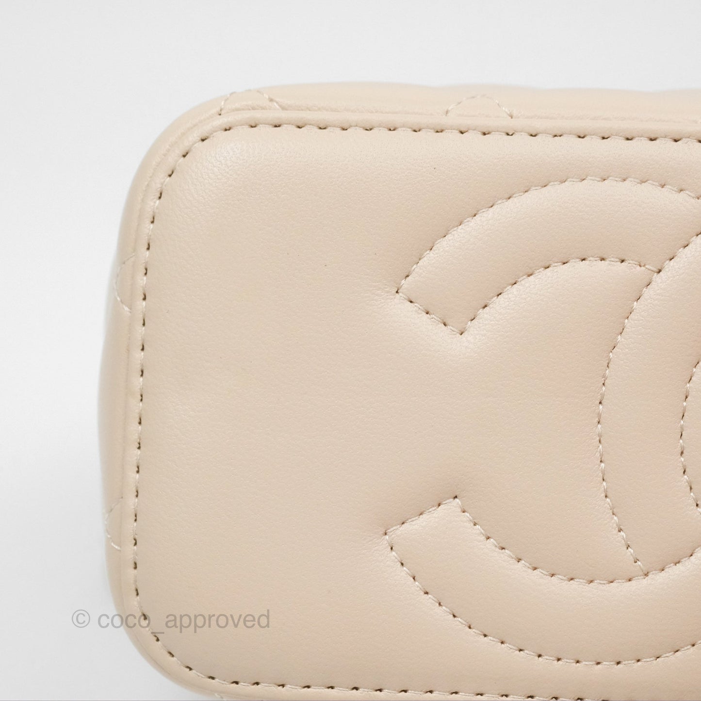 Chanel Vanity Rectangular Top Handle Ecru/Beige Lambskin Gold Hardware 23P
