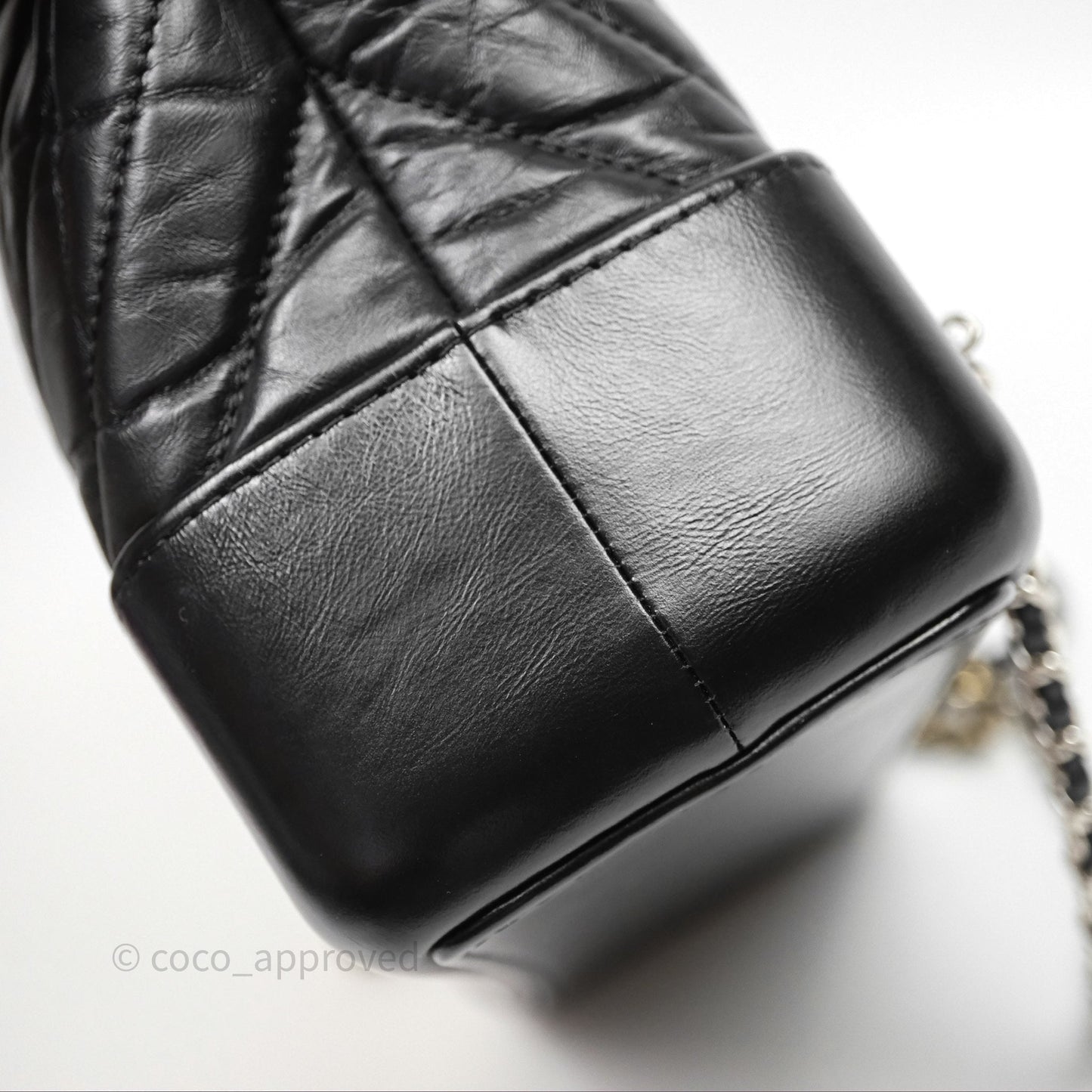 Chanel Small Chevron Gabrielle Backpack Black Aged Calfskin